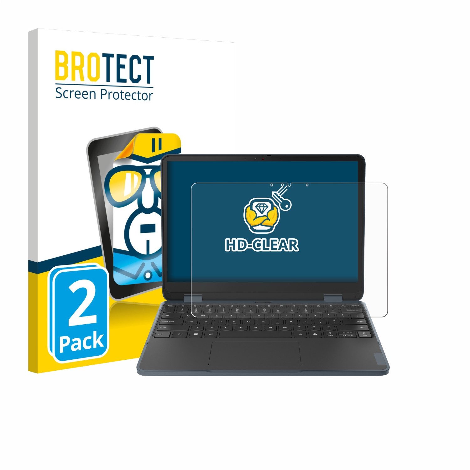 BROTECT Displayschutzfolie Schutzfolie für Lenovo 500w 2-in-1 Gen 5, 2 Stück, Displayschutz Schutz Folie Klar Transparent