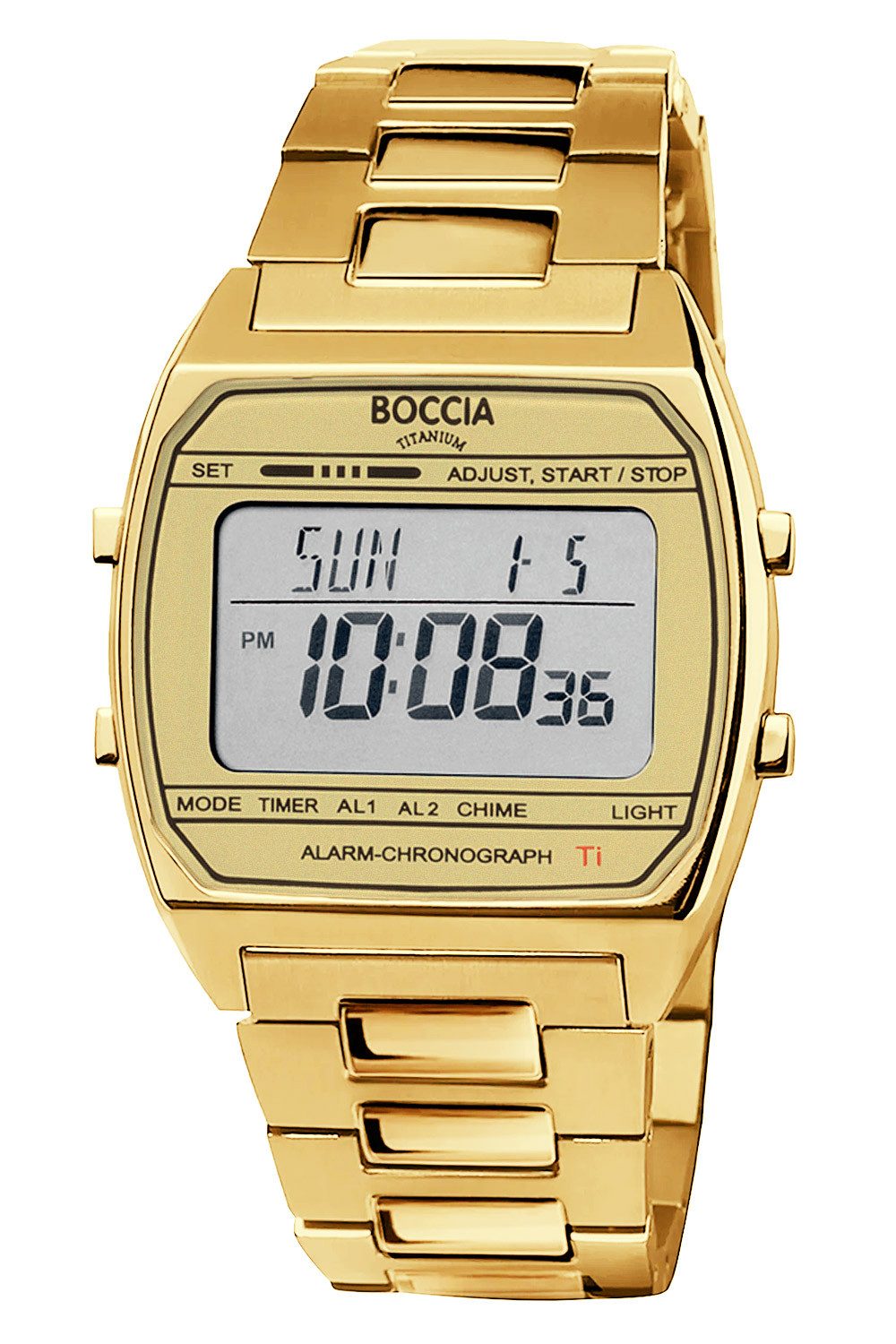 Digitaluhr in Unisexgröße Titan Goldfarben