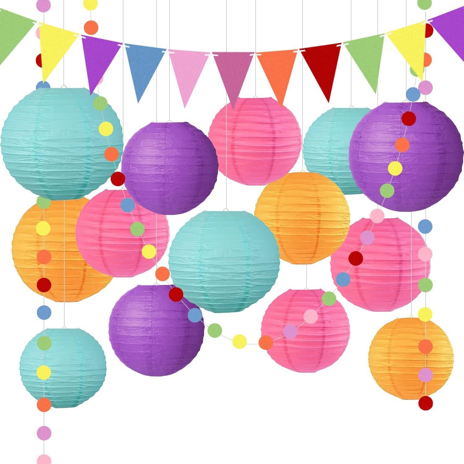 Hängedekoration Bunte Papier Laterne 16Stück Karneval Deko Kindergeburtstag Hochzeit