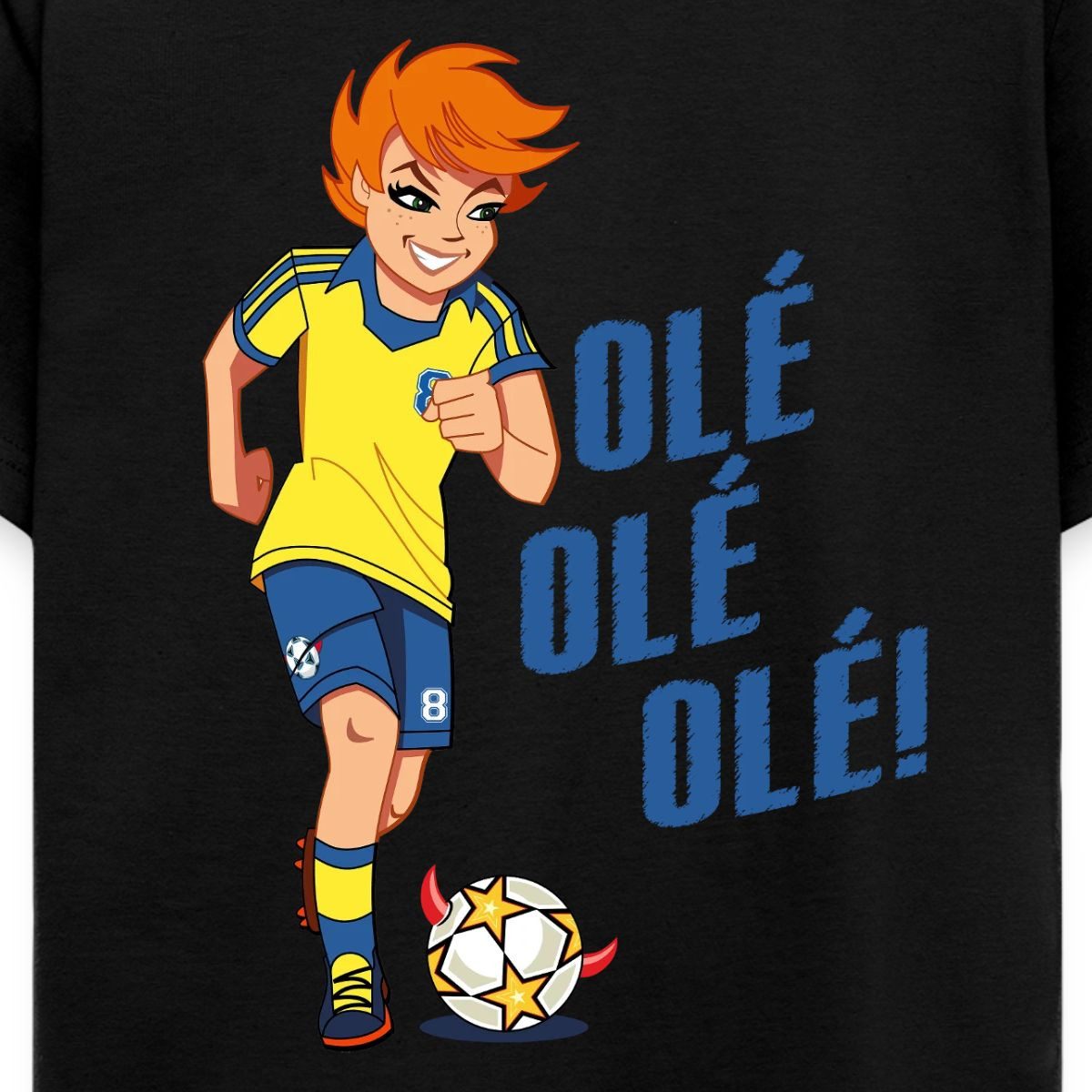 Spreadshirt T-Shirt Teufelskicker Olé Catrina Mit Fußball Kinder T-Shirt (1-tlg)