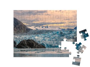 puzzleYOU Puzzle Sonnenuntergang am Sawyer Gletscher, Alaska, 48 Puzzleteile, puzzleYOU-Kollektionen Alaska