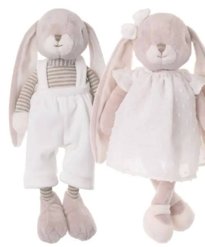 Bukowski Kuscheltier Hase Lena mit Kleid beige 30 cm Plüschhase Stofftier