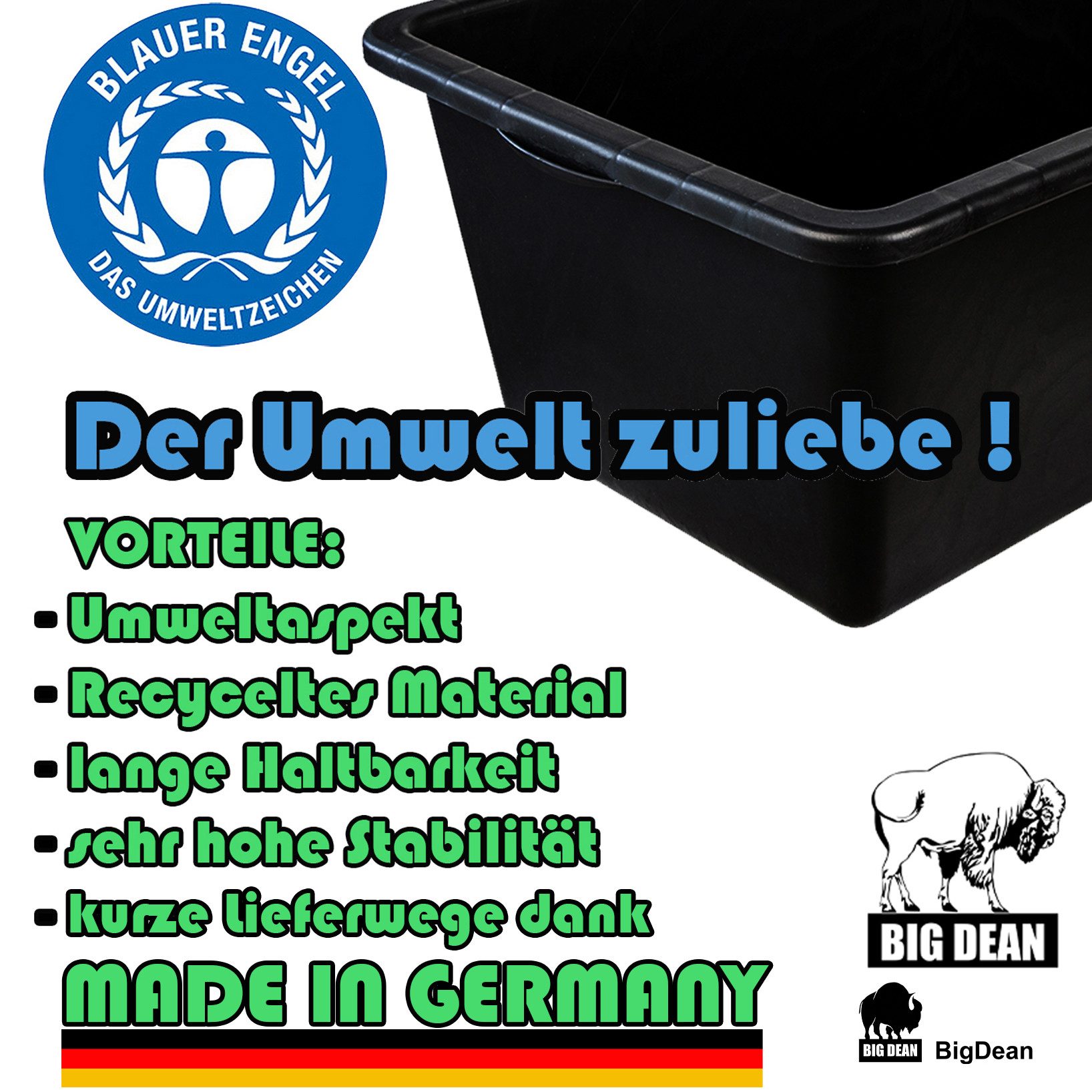 BigDean Mörtelkasten Mörtelwanne 60 L Eckig Miniteich Baueimer Made in Germany, (Set, 1-tlg., Mörtelwanne), Vielseitig, Speiswanne, Mörtelwanne, Zementwanne, Mi – Bild 4 von 5
