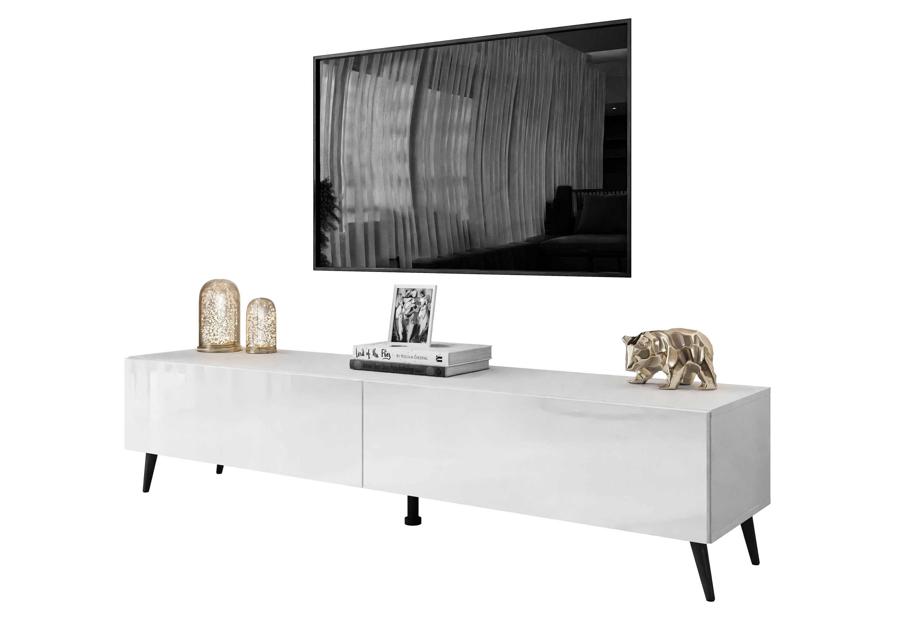 Lookway Lowboard COLETTE TV-Schrank mit Füße und LED Beleuchtung