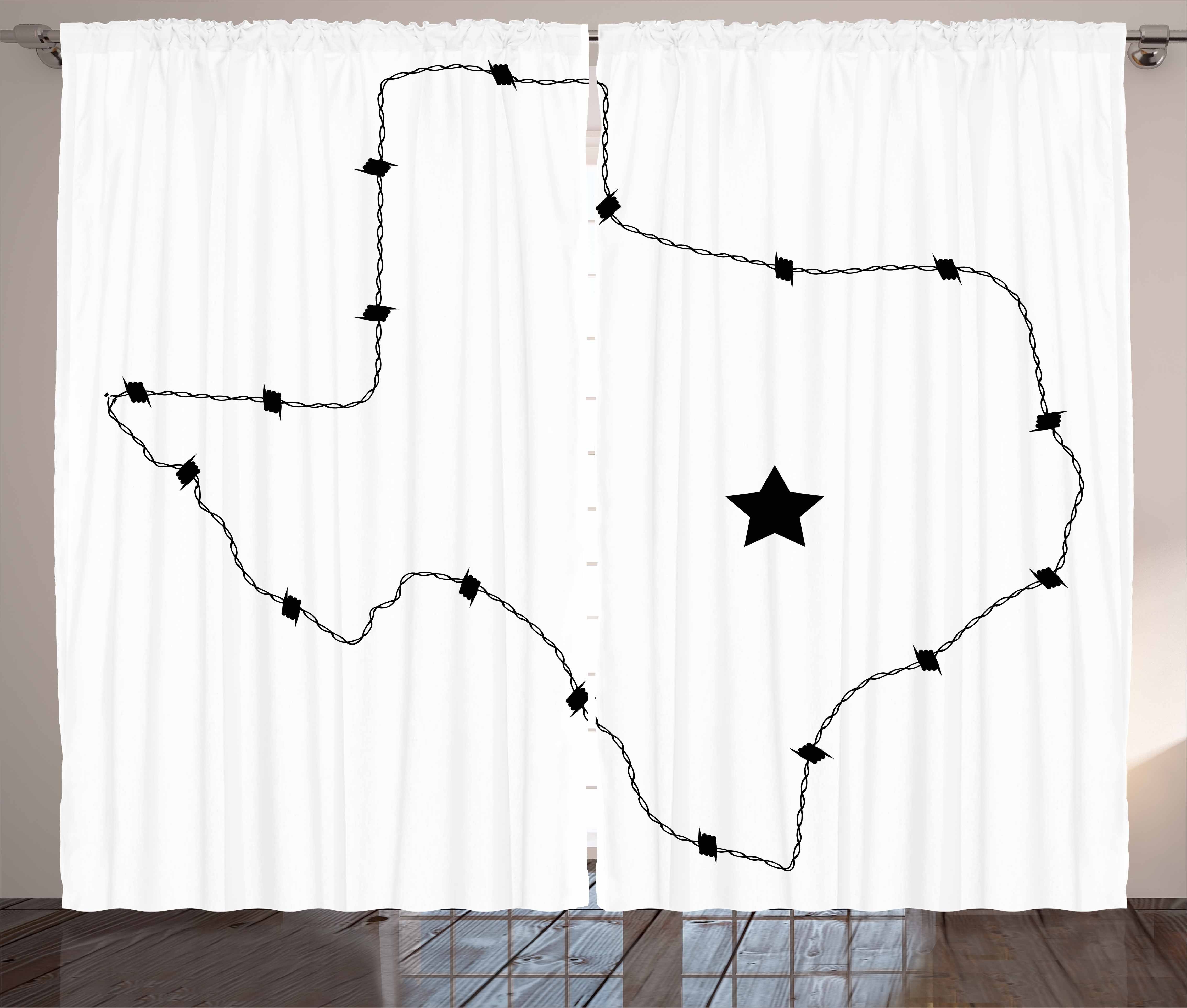Gardine Schlafzimmer Kräuselband Vorhang mit Schlaufen und Haken, Abakuhaus, Texas Star Stacheldraht Karte | Fertiggardinen