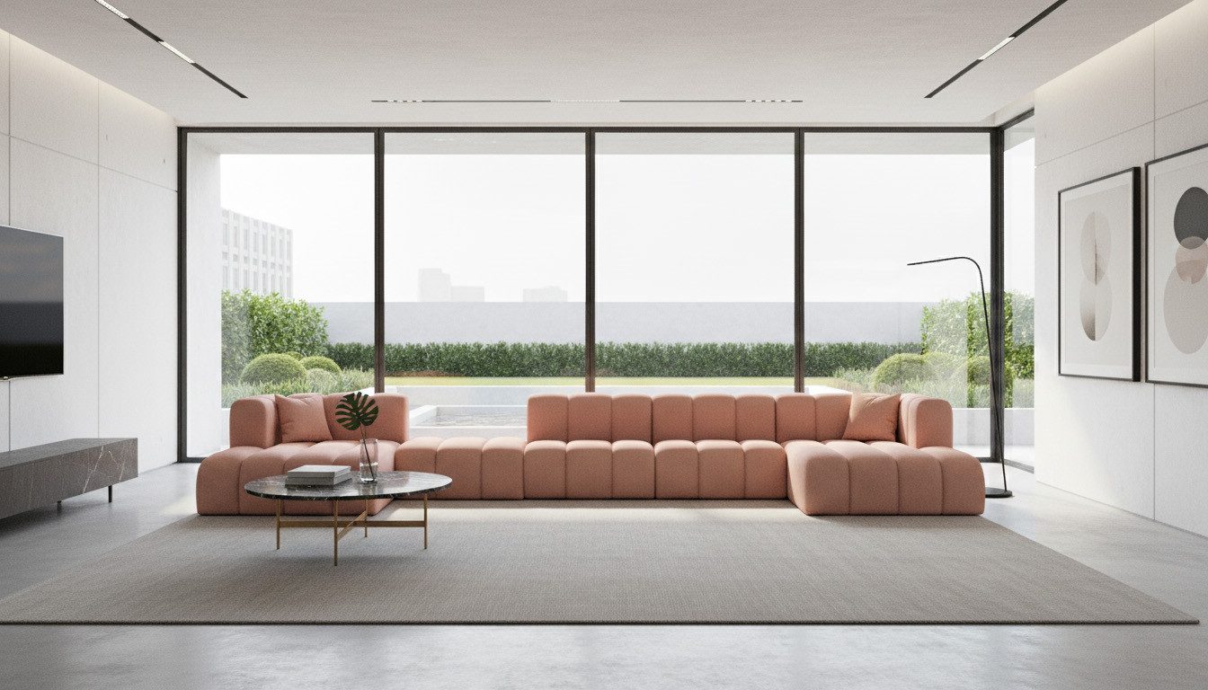 Kaiser Möbel Ecksofa modulare Wohnlandschaft, Veloursstoff Salvador, Grand U Big XL 500 cm, Extra große Wohnlandschaft,Modulares Sofa für große Räume