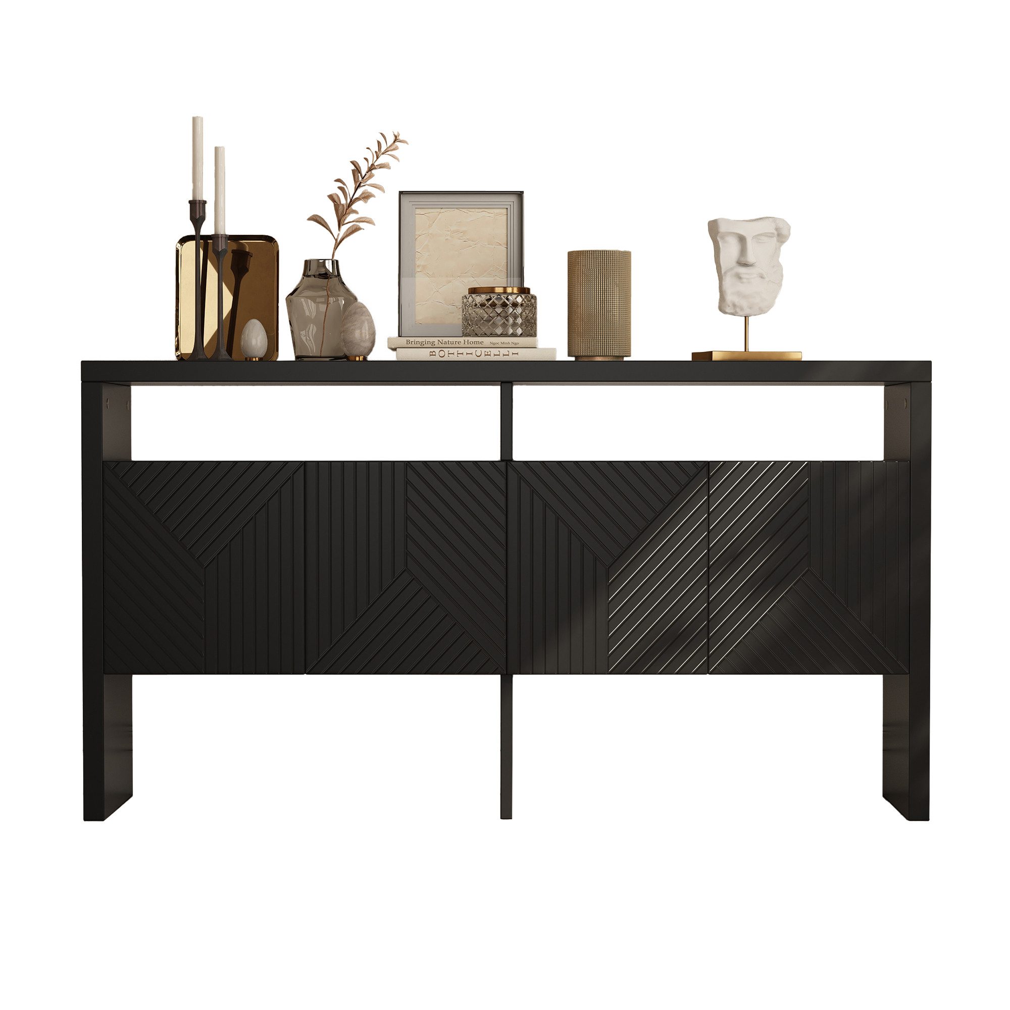 Thanaddo Anrichte Kommode/Sideboard/Flurschrank mit 2 offenen Fächern und 4 günstig online kaufen