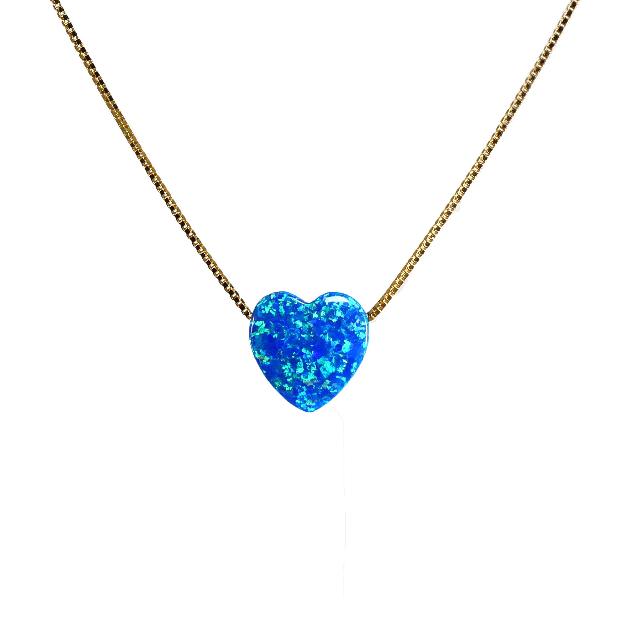Edellis Kette mit Anhänger Königsblaue Opal Herz Halskette mit 14 Karat Gol günstig online kaufen