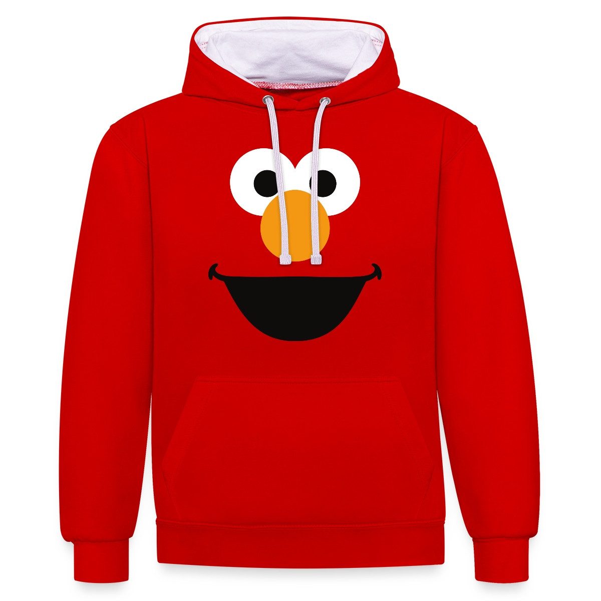 Spreadshirt Hoodie Sesamstraße Elmo Gesicht Kostüm Karneval Unisex Kontrast Hoodie (1-tlg)
