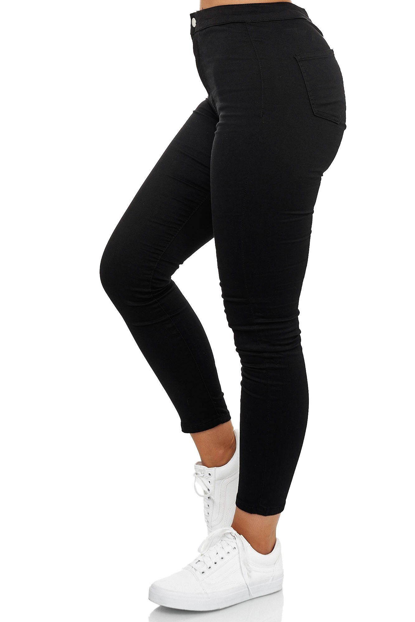 Damen Waist Jeans Fit Elara (1-tlg) High Schwarz High-waist-Jeans Slim Elara