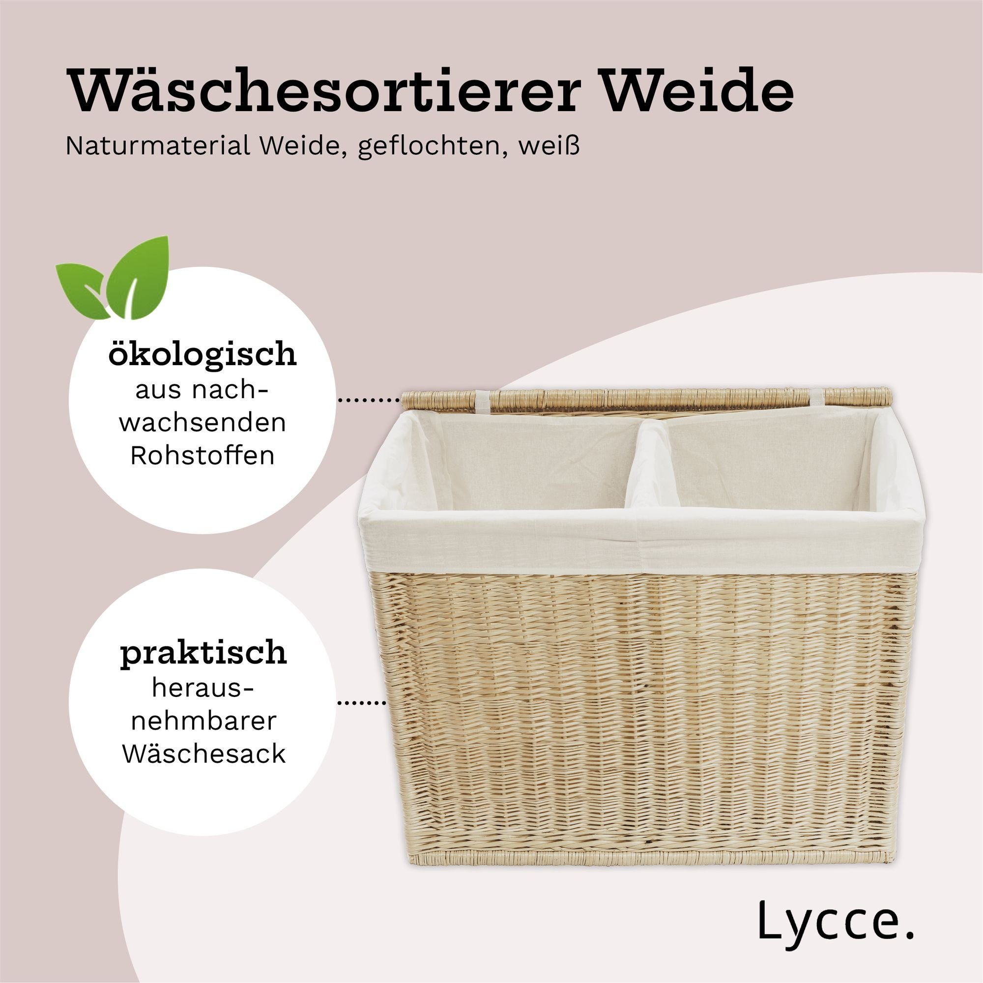Lycce Wäschesortierer Wäschekorb 2 Fächer 120 günstig online kaufen
