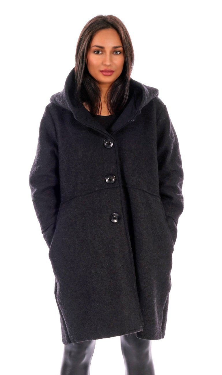 Charis Moda Wollmantel Melissa Rosso mit Schalkragenkapuze Oversized Look günstig online kaufen
