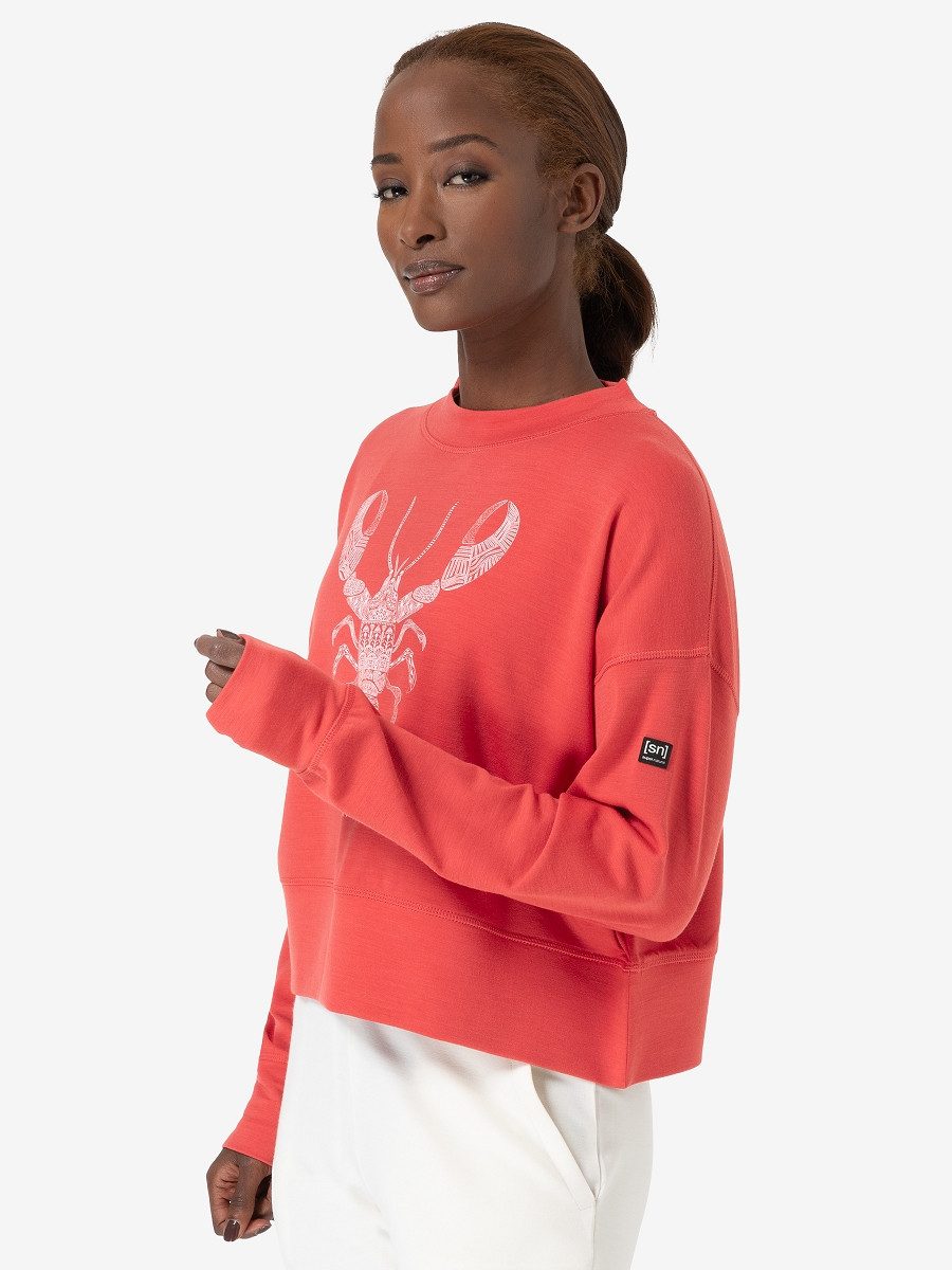 SUPER.NATURAL Sweatshirt für Damen, Merino LOBSINI Tier Motiv, Reise, casual