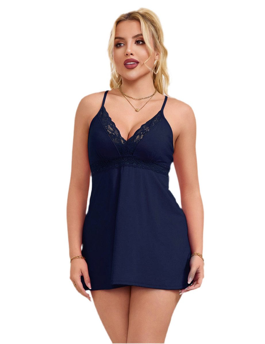 Nachthemd Babydoll Nachtwäsche Kurzes Spitze Blau Kimono Dessous Reizwäsche S/M
