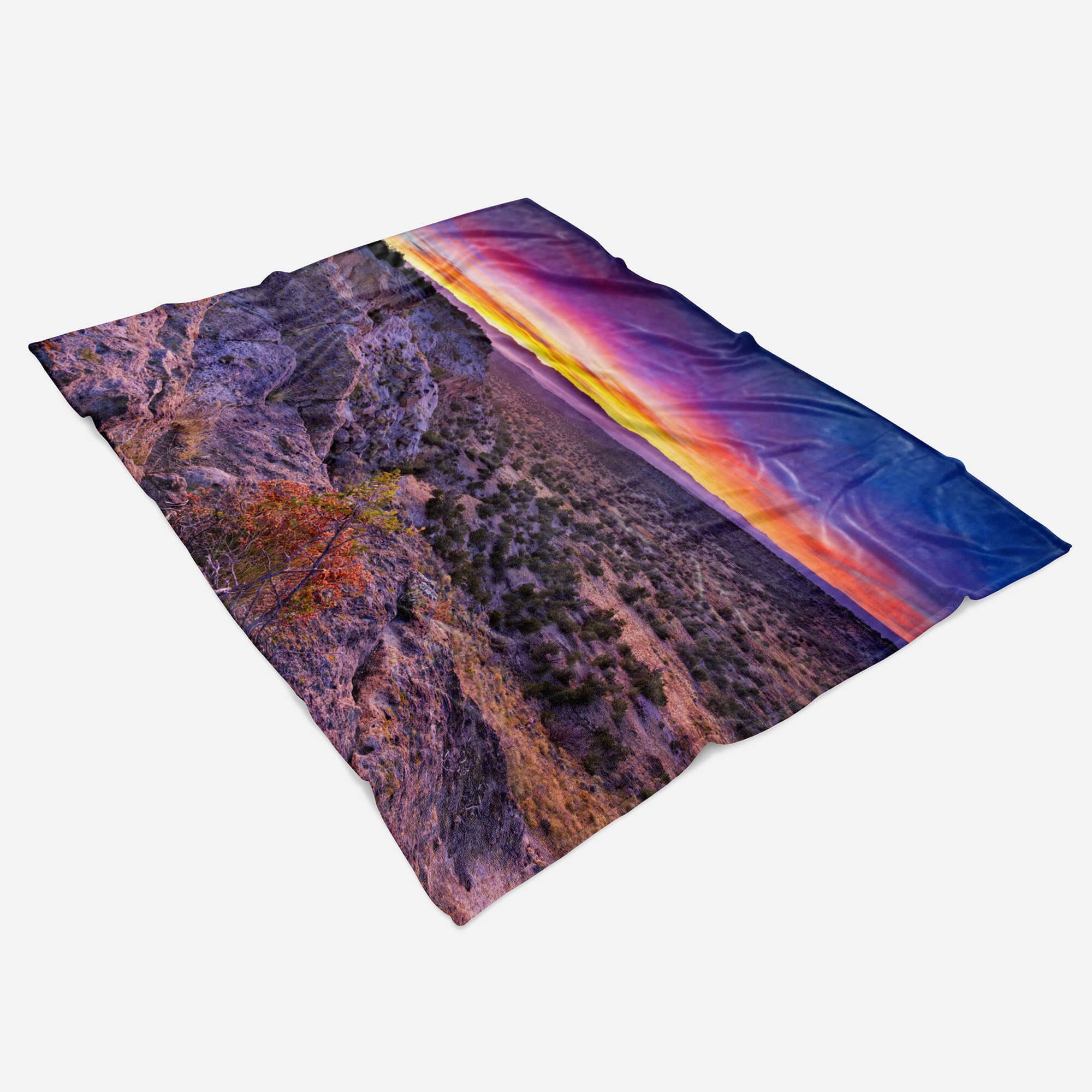 Sonnenuntergang Kuscheldecke Fotomotiv Sinus (1-St), Friedl, Handtücher Handtuch Strandhandtuch Baumwolle-Polyester-Mix mit Saunatuch Berge Handtuch Art