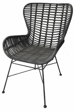 dynamic24 Esszimmerstuhl, Stuhl Rattan Schwarz