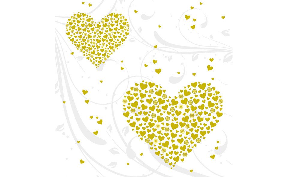 Braun+Company Atelier Papierserviette Braun & Company Servietten Golden Hearts 33 x 33