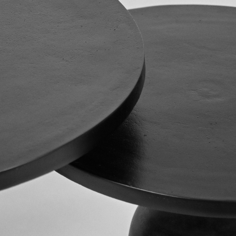 2er-Set Couchtisch aus Schwarz Beistelltisch Möbel Aoloa RINGO-Living Metall 450x700mm, in