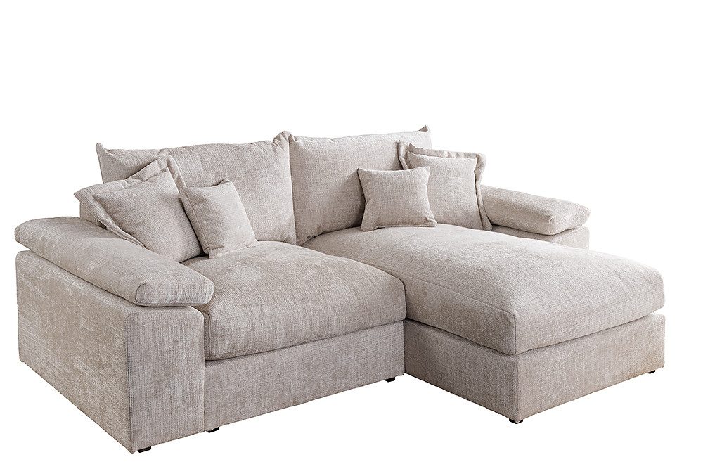riess-ambiente Ecksofa ATMOSPHERE XL 245cm beige Chenille - 3-Sitzer mit Fe günstig online kaufen