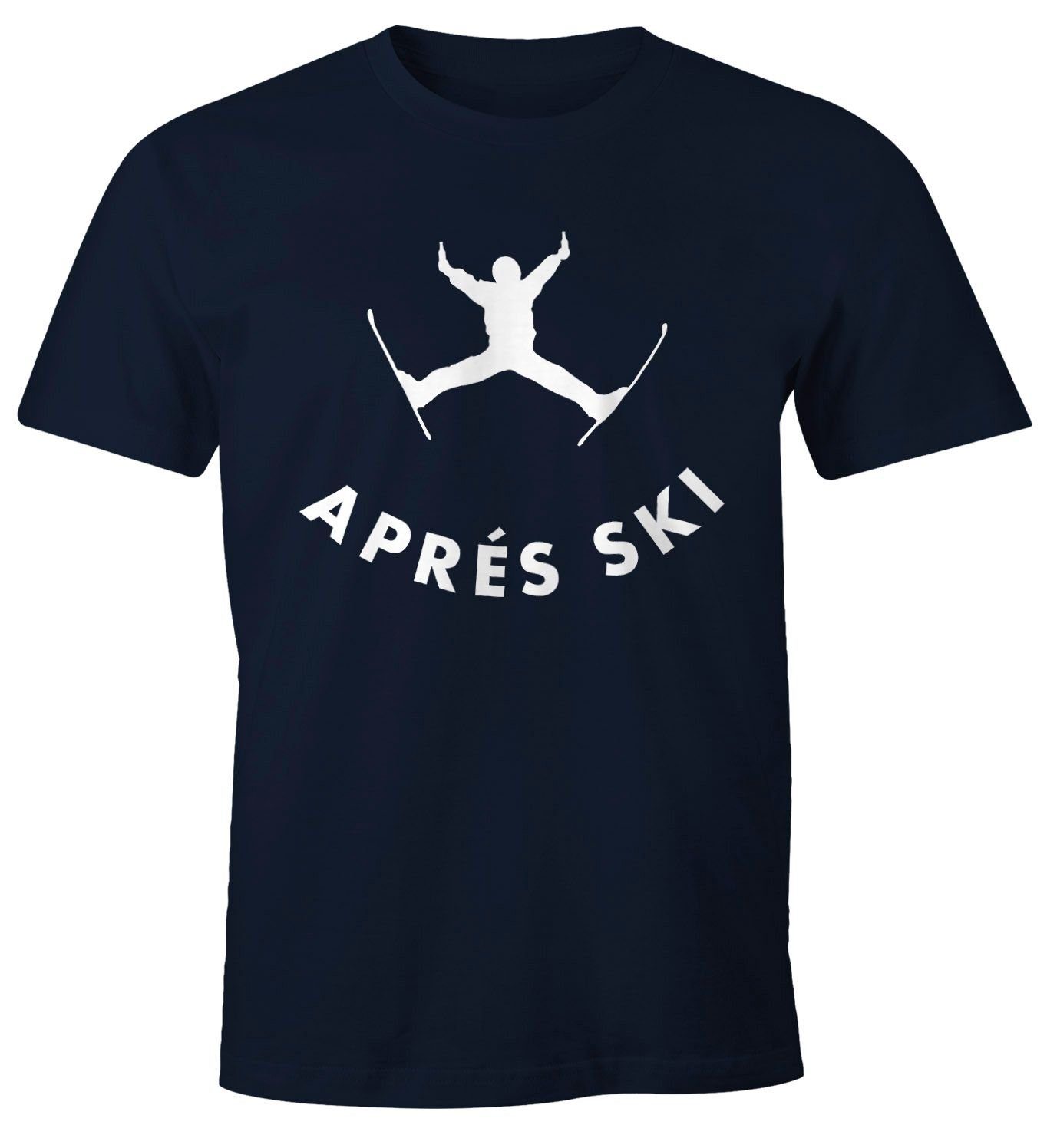 MoonWorks Print-Shirt Herren T-Shirt Apres Ski Sprung Bier Fun-Shirt Moonworks® mit Print navy