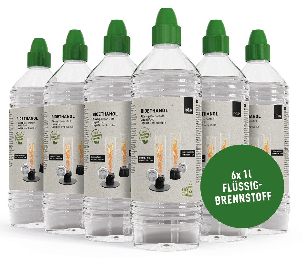 höfats Bioethanol Flüssig-Brennstoff, 6 l, (Zubehör für SPIN 900/1200/ SPIN 1500 Tischfeuer, für Indoor und Outdoor), Rauch- und Rußfreies Ethanol, Nachfüllflasche