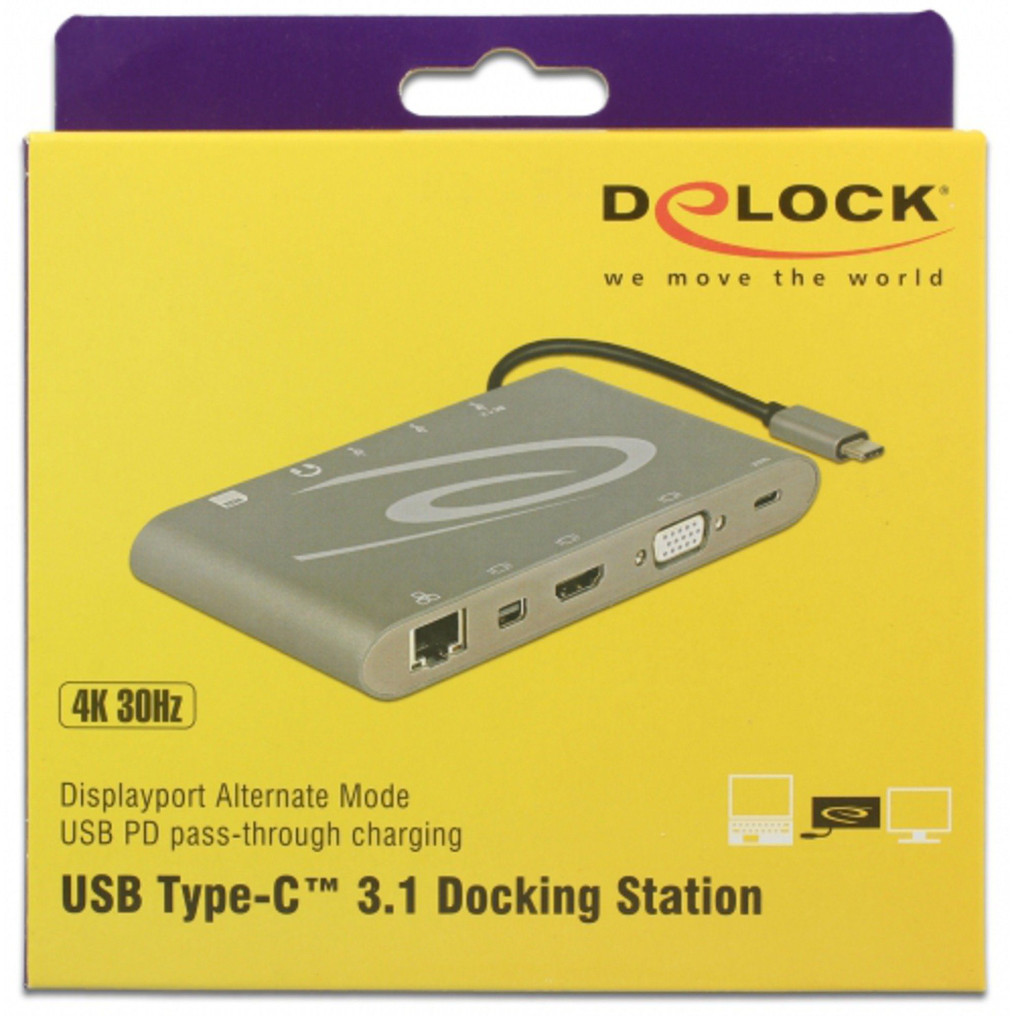 Laptop-Dockingstation DeLOCK USB Type C 3.1 Dockingstation 4K, (USB-C
