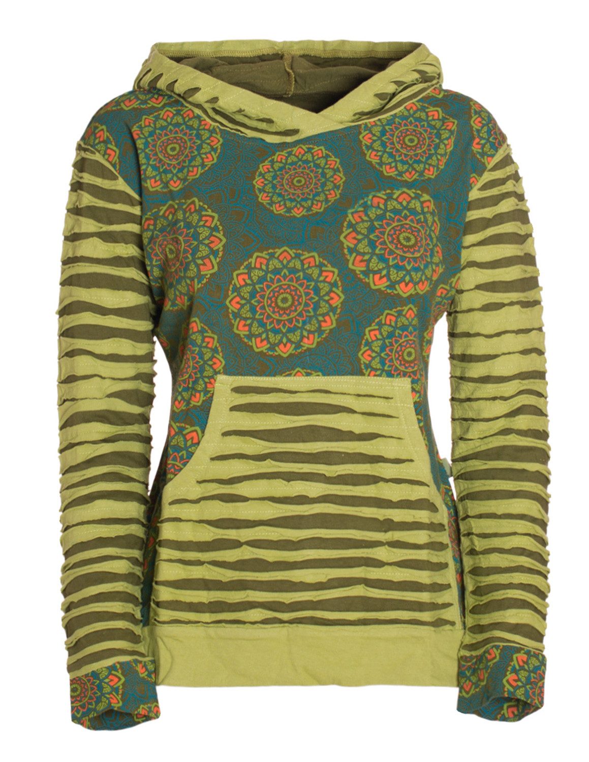 Kapuzensweatshirt Cutwork Hoodie Baumwolle Langarm Kapuze Tasche bedruckt