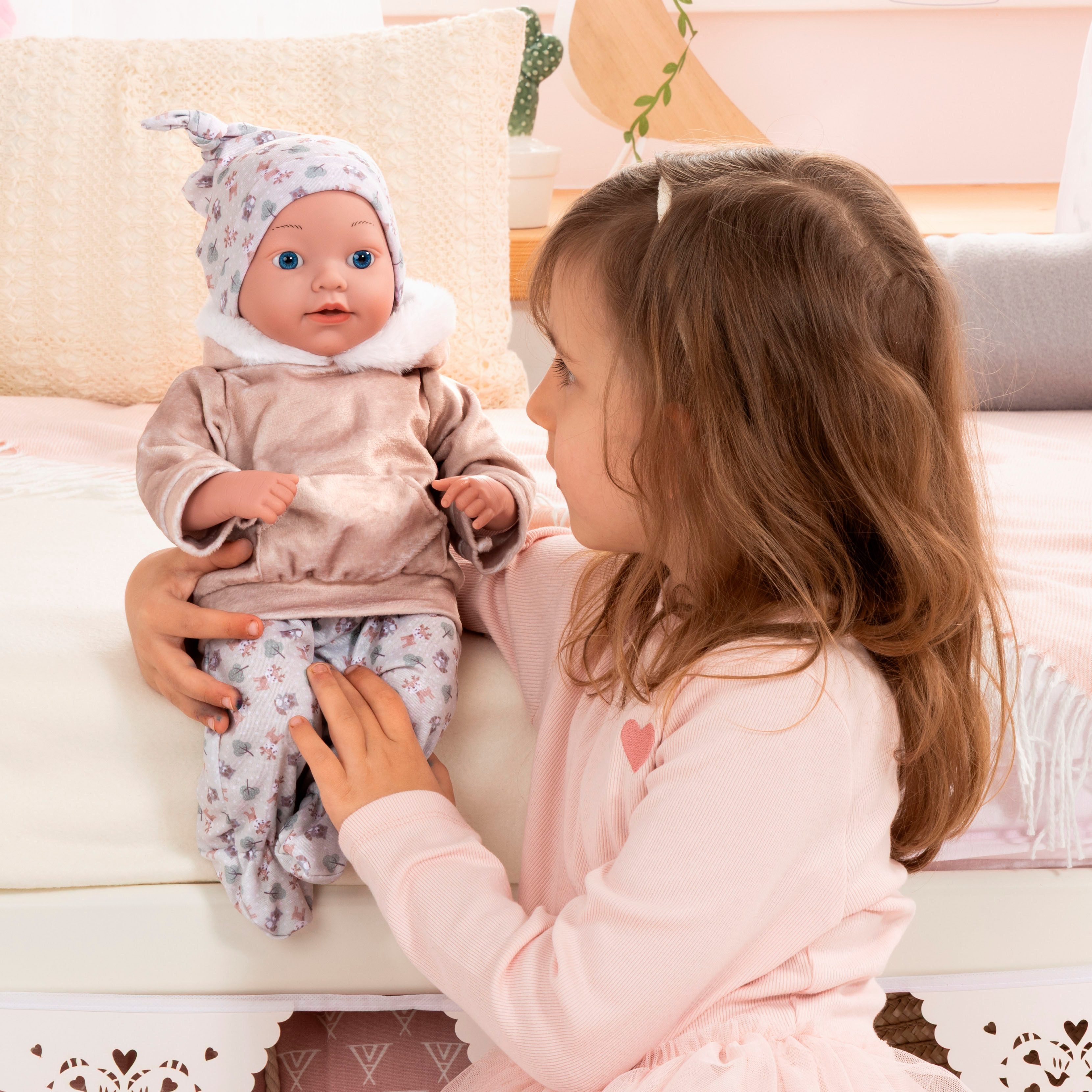 Bayer Babypuppe Reborn Baby, 38 cm braun