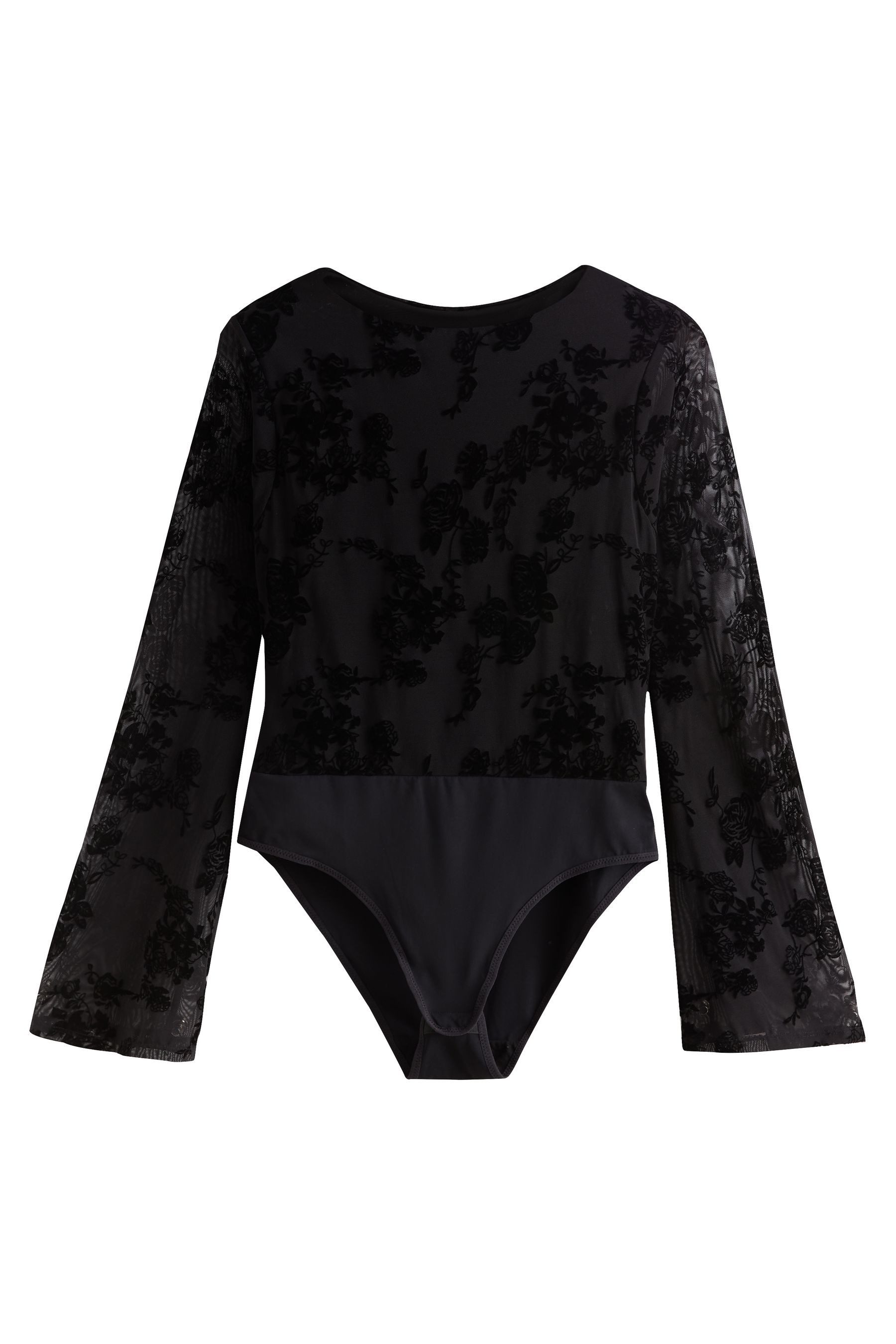 Next Langarmbody Beflockter Bodysuit mit Trompetenärmeln (1-tlg)