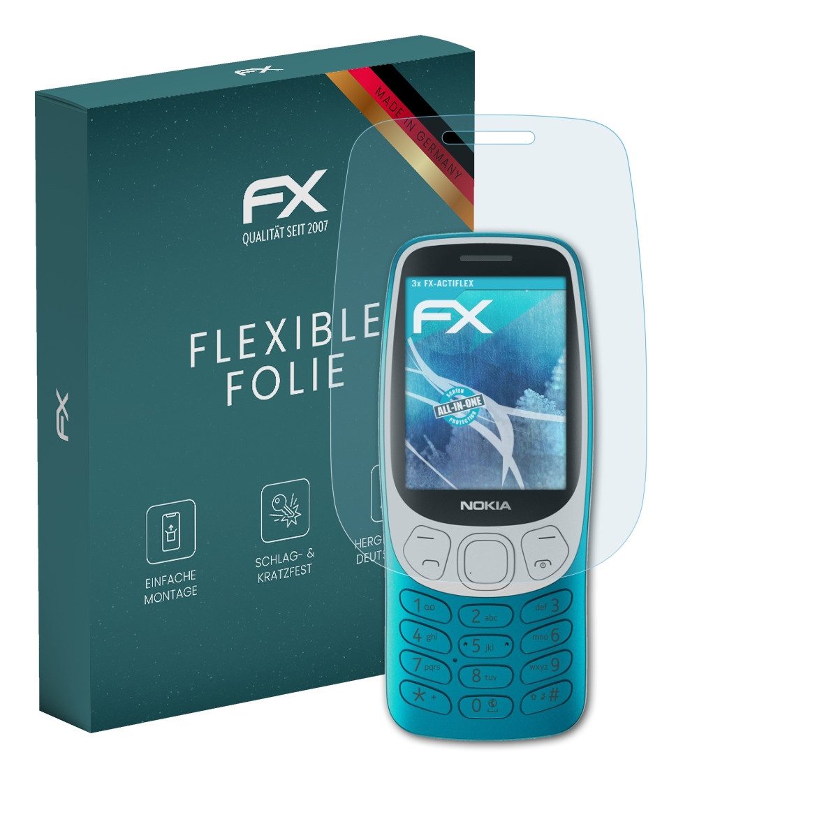 atFoliX Schutzfolie Displayschutzfolie für Nokia 3210, (3 Folien), Ultraklar und flexibel