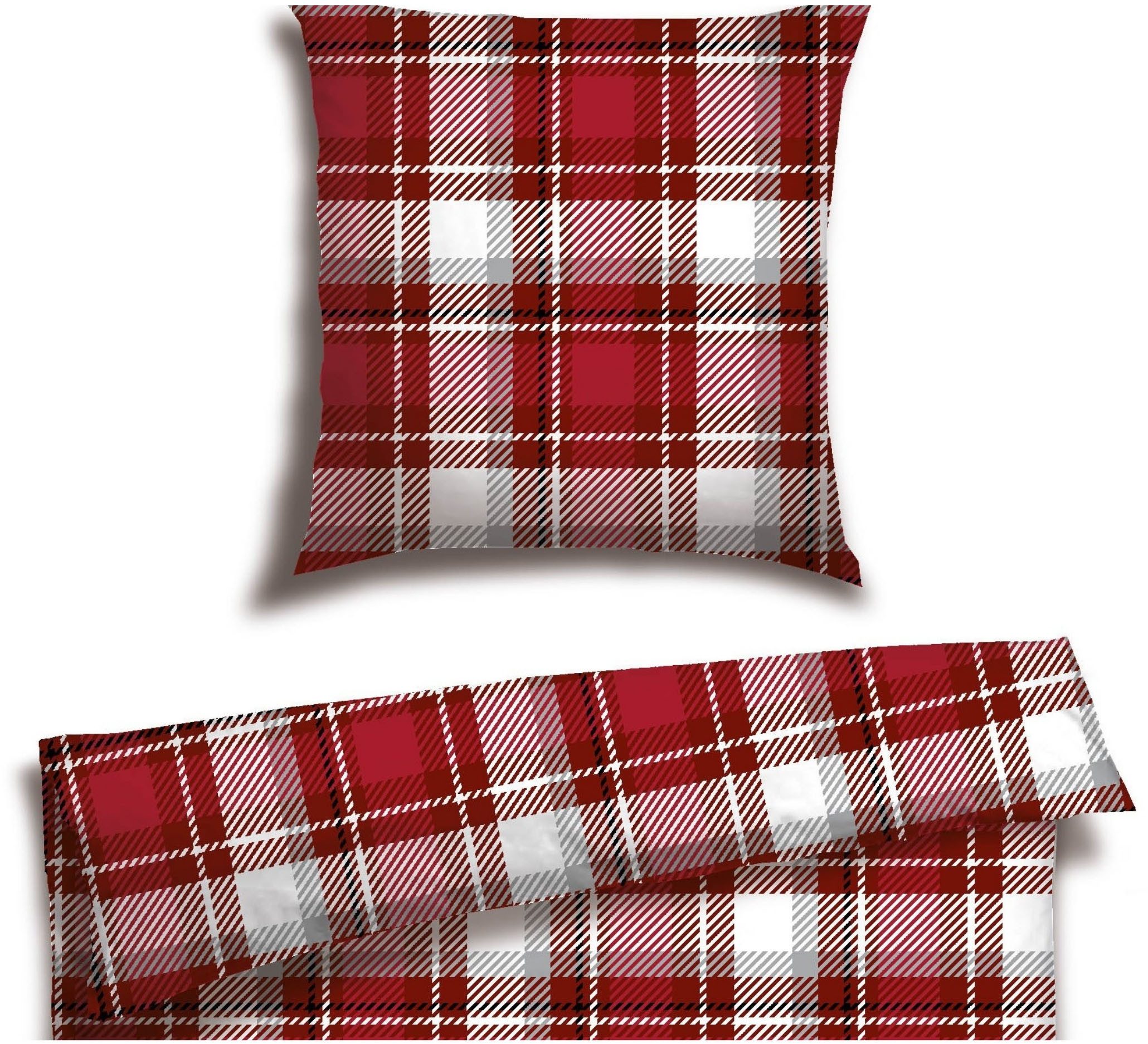 Schiesser Bettwäsche Metor aus weichem Baumwollflanell mit Winterkaros, Feinbiber, 2 teilig, Made in Green