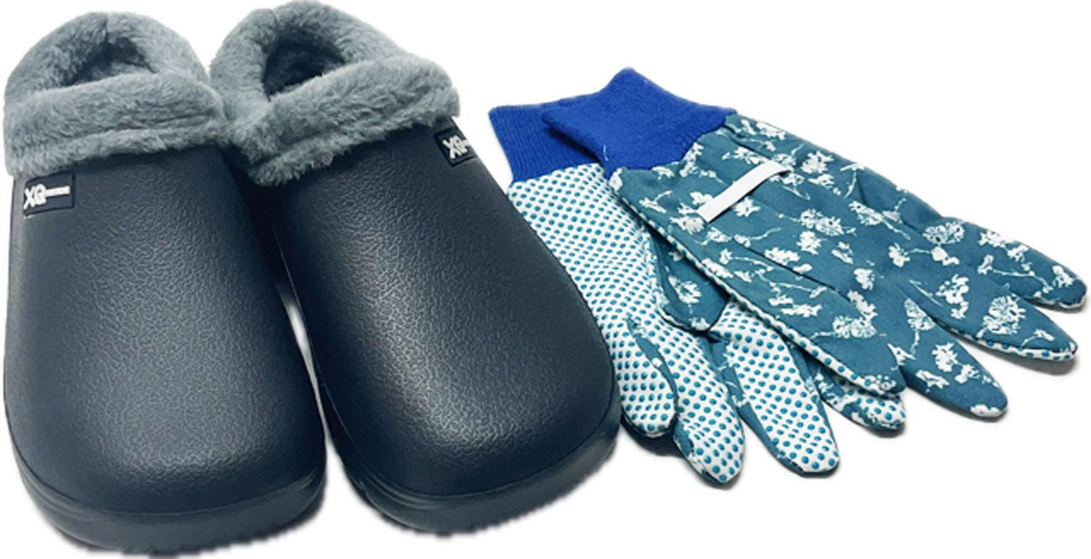 Steinnacher Bärbel Damen Gartenclogs navy gefüttert mit Gartenhandschuhen Clog