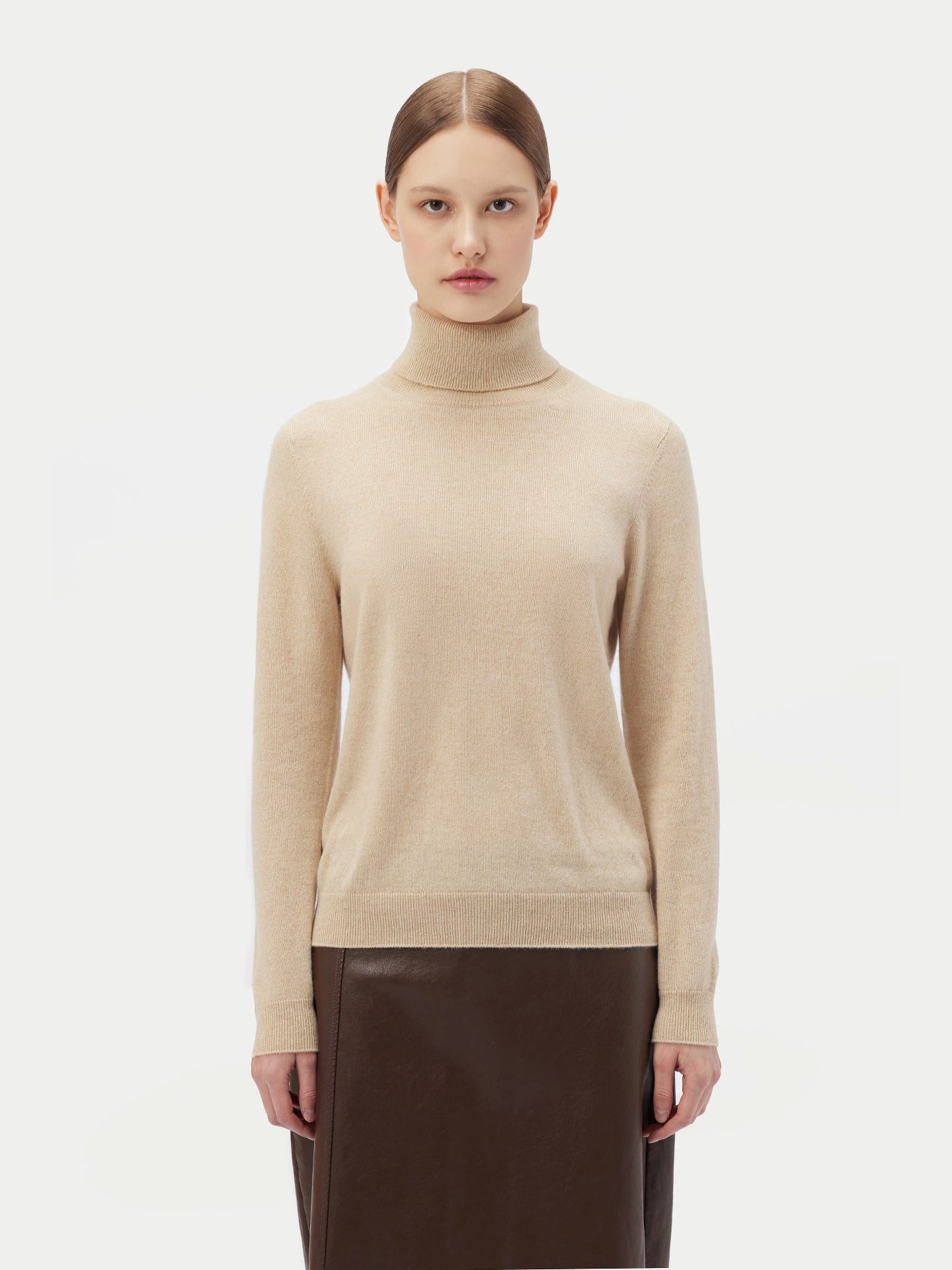 GOBI Cashmere Rollkragenpullover Naturfarbe Basic Rollkragenpullover aus Kaschmir