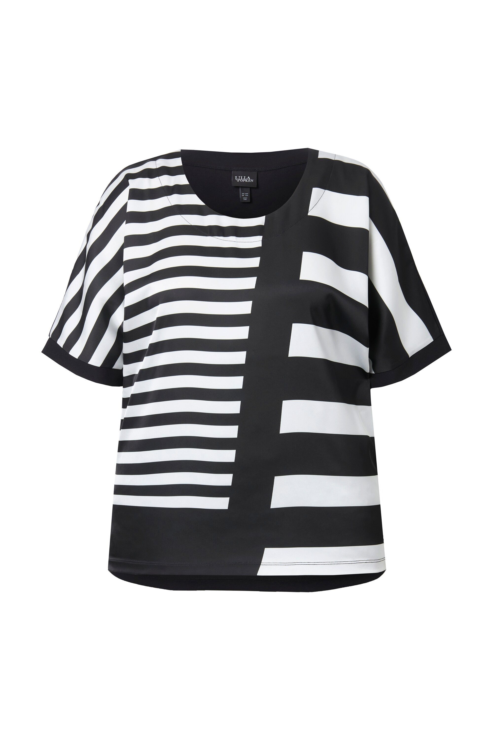 Ulla Popken T-Shirt T-Shirt Streifen Oversized Rundhals Halbarm günstig online kaufen