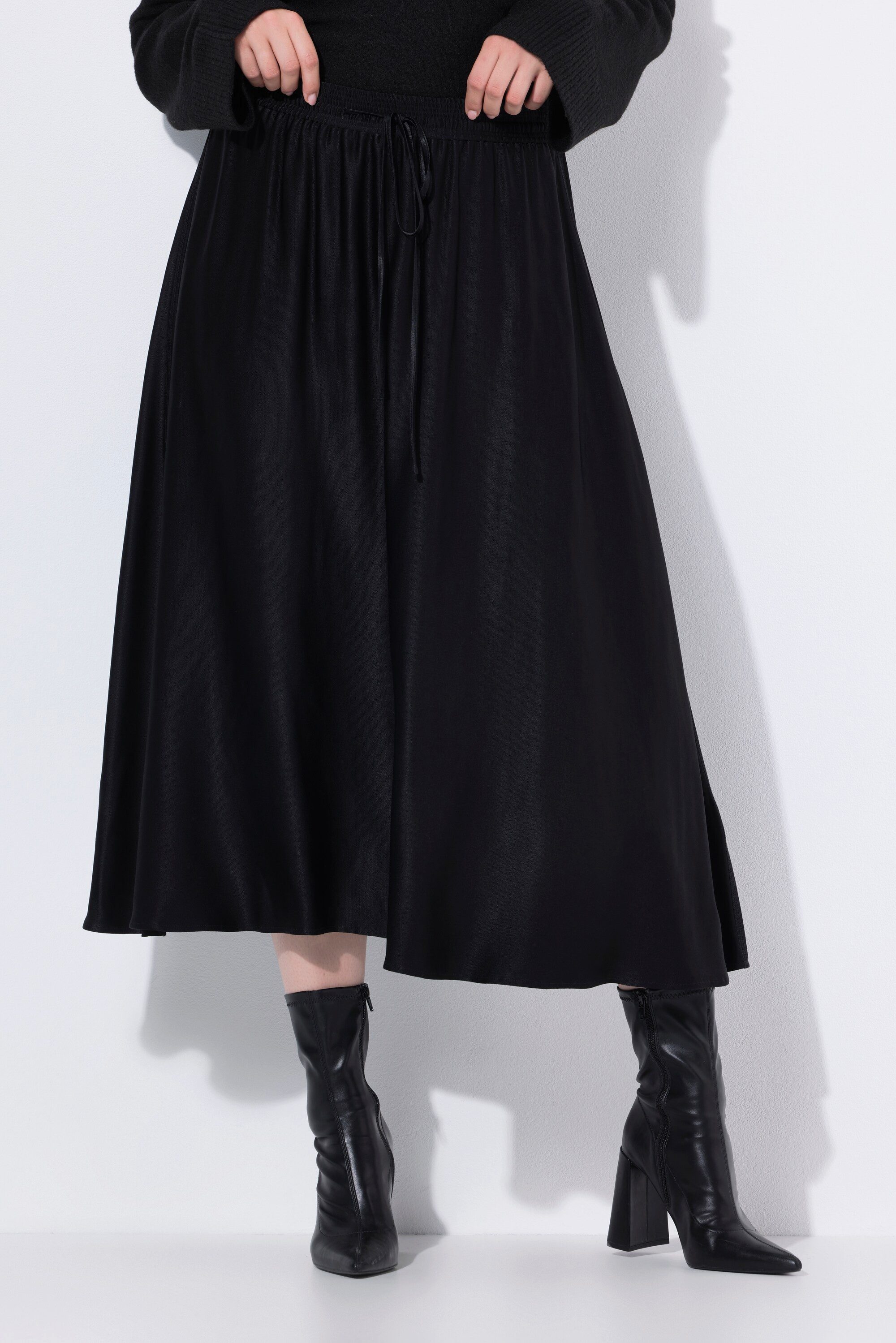 Ulla Popken Midirock Satin-Midirock A-Linie Elastikbund günstig online kaufen