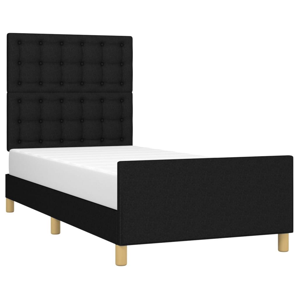 vidaXL Bett Bettgestell mit Kopfteil Schwarz günstig online kaufen