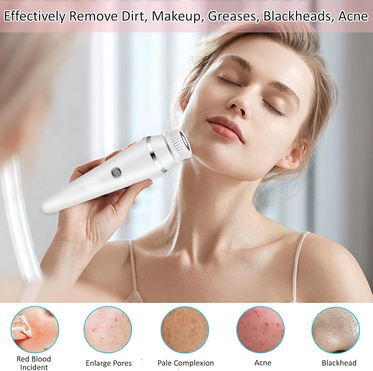 Tenlamp Elektrische Gesichtsreinigungsbürste 4-in-1-Gesichtsreinigungsbürste mit elektrischer Stromversorgung, 5, 5-tlg., Peelingbürste und Gesichtsmassagegerät, Haut-SPA-Set, Peelingbürste & Gesichtsmassagegerät, wiederaufladbar & wasserdicht