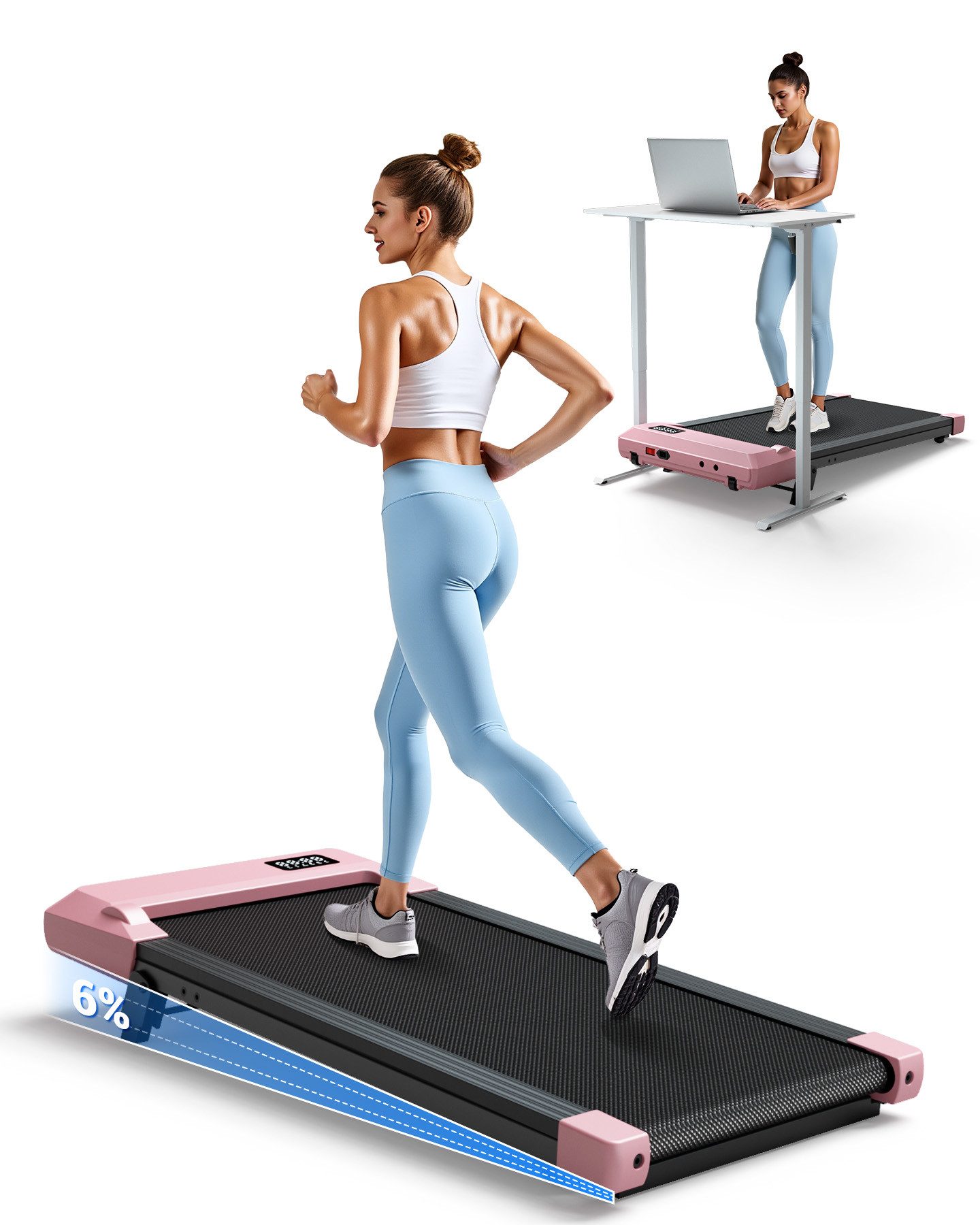 DEERRUN Laufband Deerrun Walking Pad, 2.5HP, 38x90cm, für Büro & Heim, 136kg