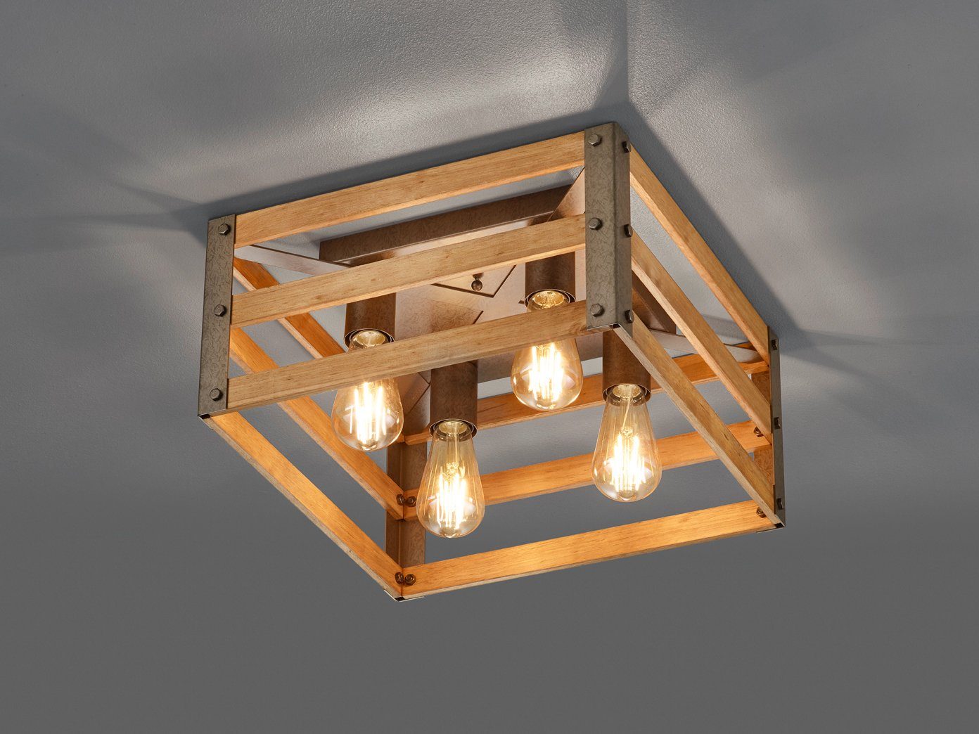 meineWunschleuchte LED Deckenleuchte, Außergewöhnliche Skandi Designer  Lampen mit Holz-Brettern im Industrial Style, Rustikal, Silber, Mehrflammig  online kaufen | OTTO