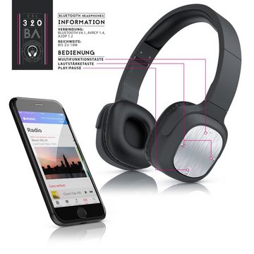 CSL Bluetooth-Kopfhörer (BT V4.0 Ohrhöhrer, Wireless Earphone, 320 Alu On Ear)