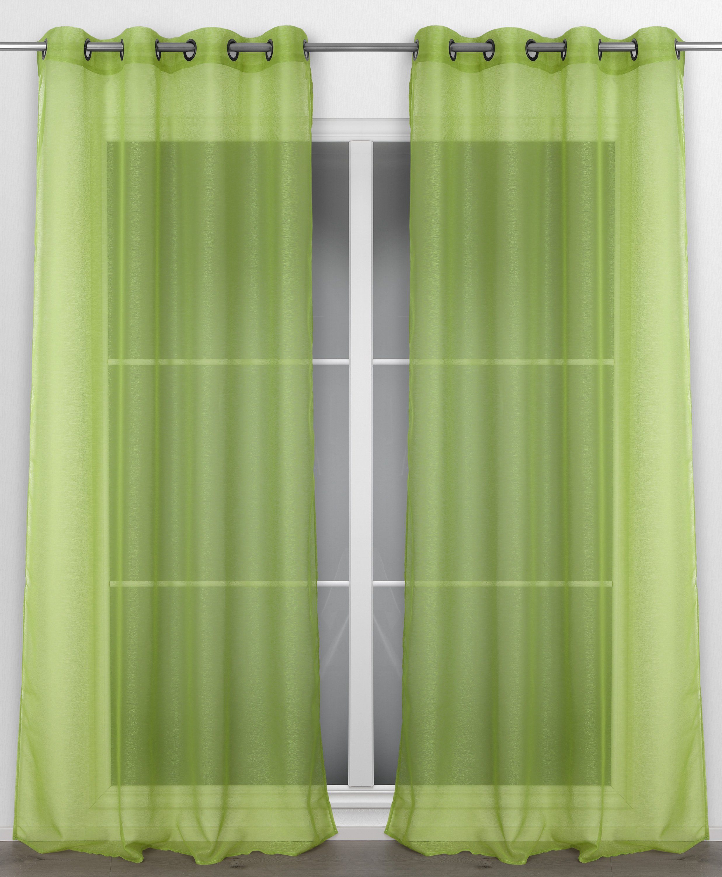 Gardine Kräusel- Beautex, Transparente Anisgrün Aufhängung, Dolly, Ösen- und Gardine mit wählbar St), Kräuselband (1 transparent