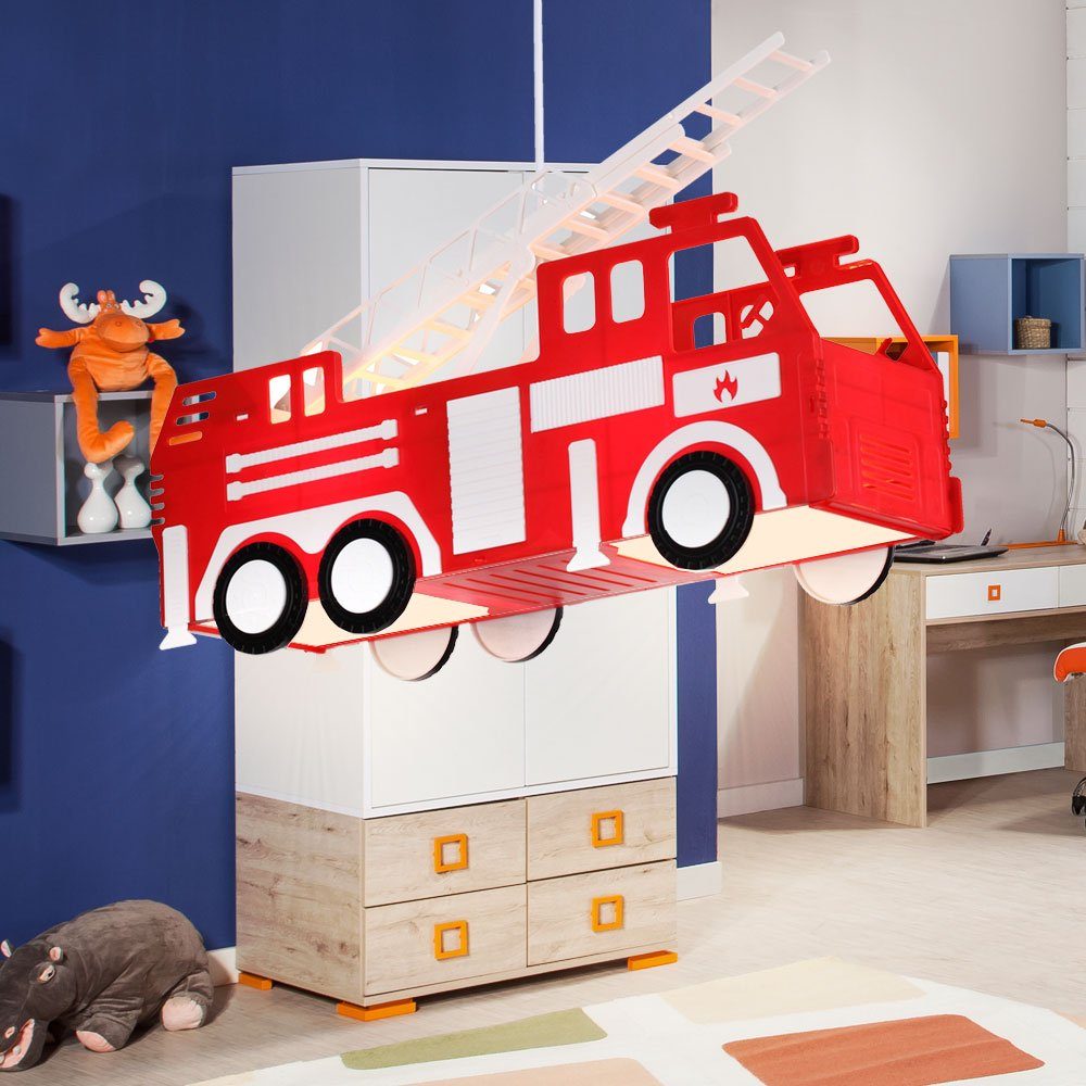 etc-shop Dekolicht, LED Pendel Lampe RGB Fernbedienung Feuerwehr Auto Kinder  Spiel