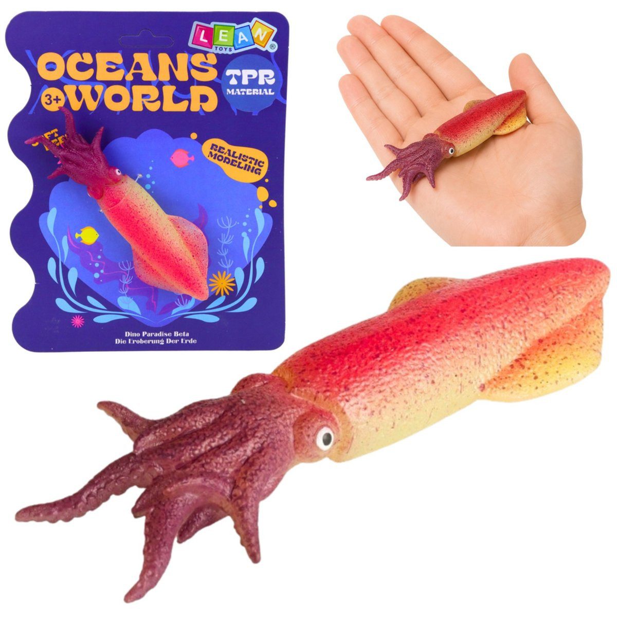 Wisam Lernspielzeug Tintenfisch-Gummifigur, dehnbar, realistisches Meerestier, 14 cm