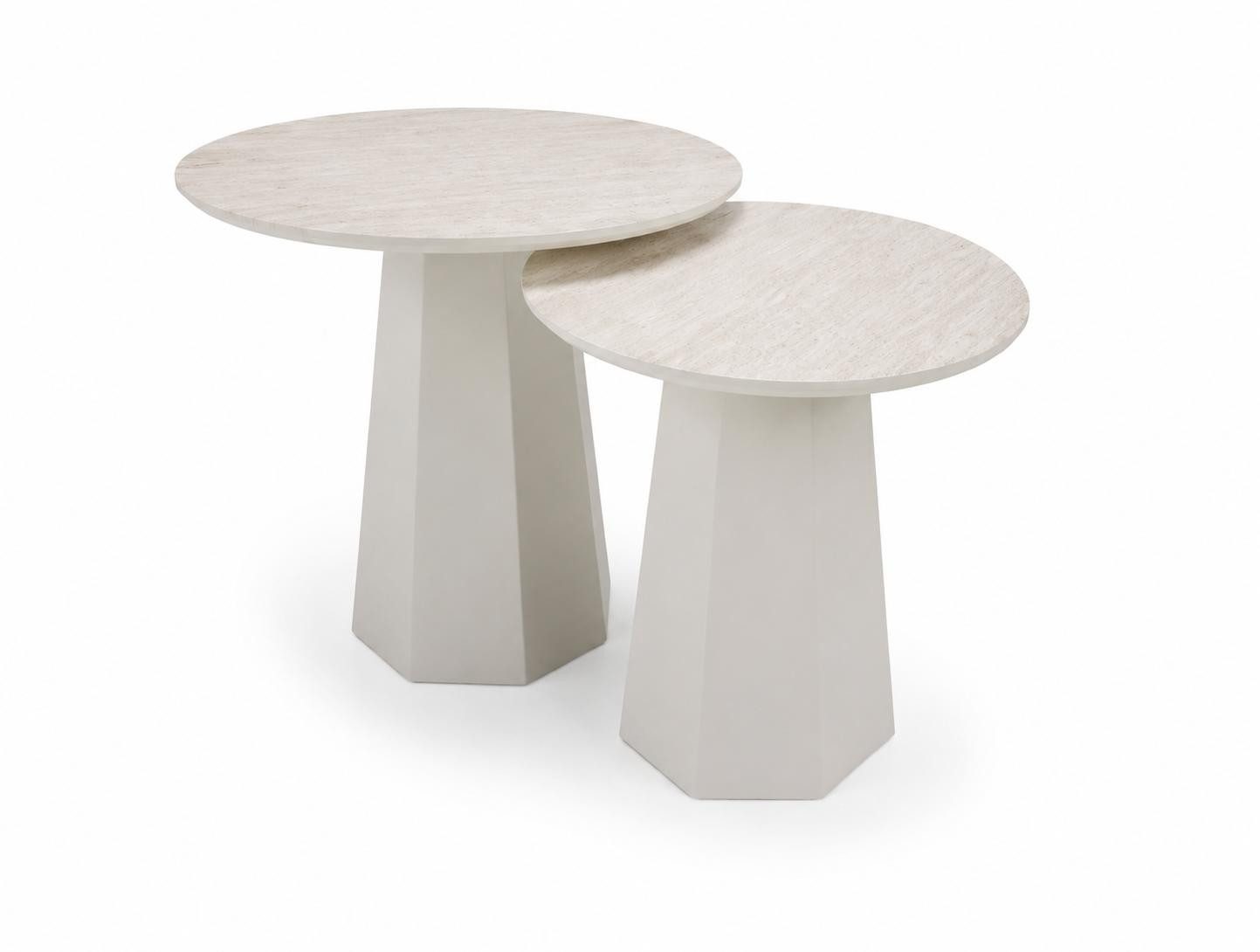 JVmoebel Satztisch Couchtisch Minimalismus Weiß Luftig Geometrisch Skulptural Schlicht, Made in Europa