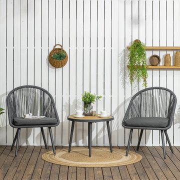 Outsunny Gartenlounge-Set wetterbeständig, (Set, 3-tlg., Gartenmöbel-Set), Tisch mit 2 Stühlen
