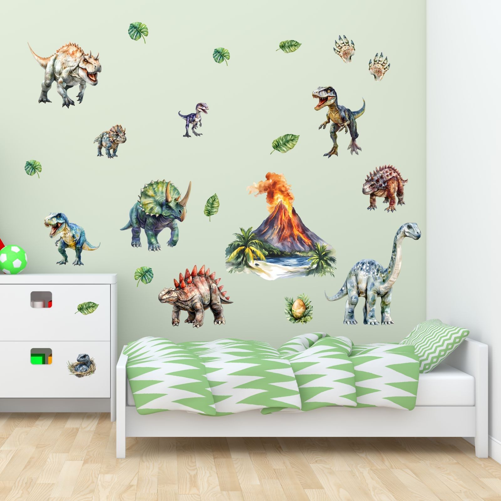 nikima Wandtattoo 257 Wandtattoo Dinosaurier mit Vulkan - Größe 750 x 420 mm (PVC-Folie), in 6 vers. Größen – Bild 4 von 5