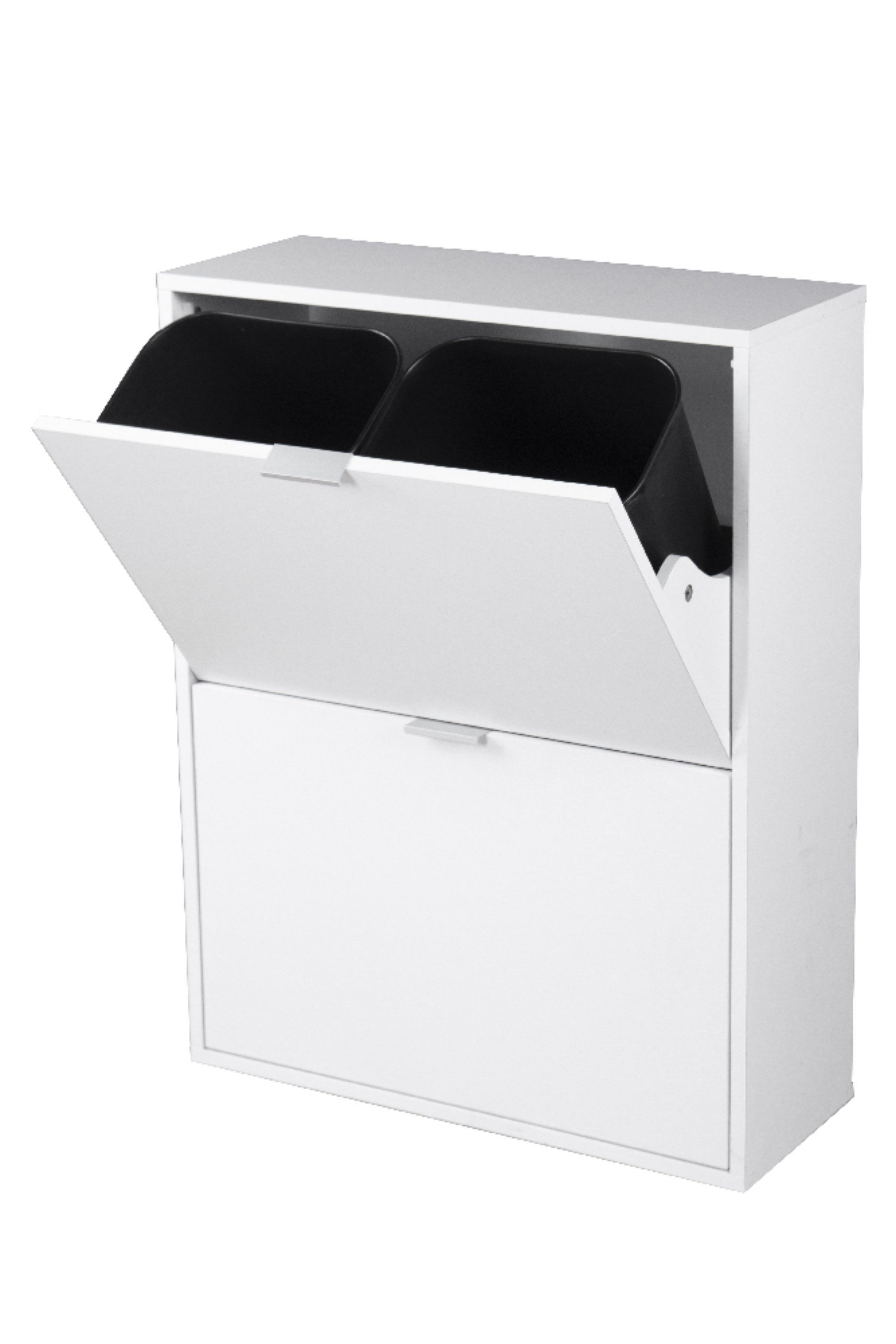 Happy Home Mülltrennsystem Platzsparender Mülleimerschrank mit 4 Einräumen für Mülltrennung