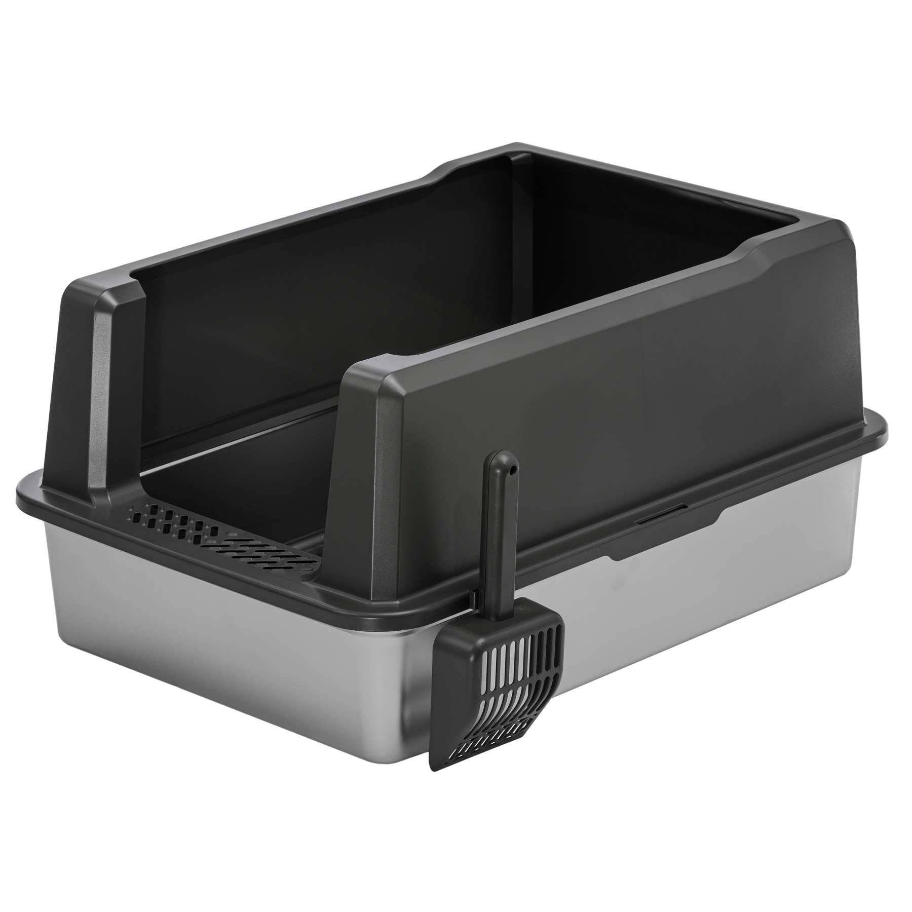 Katzentoilette Katzentoilette Edelstahl und Rand 71 x 50,5 x 35 cm Dunkelgrau-Silber