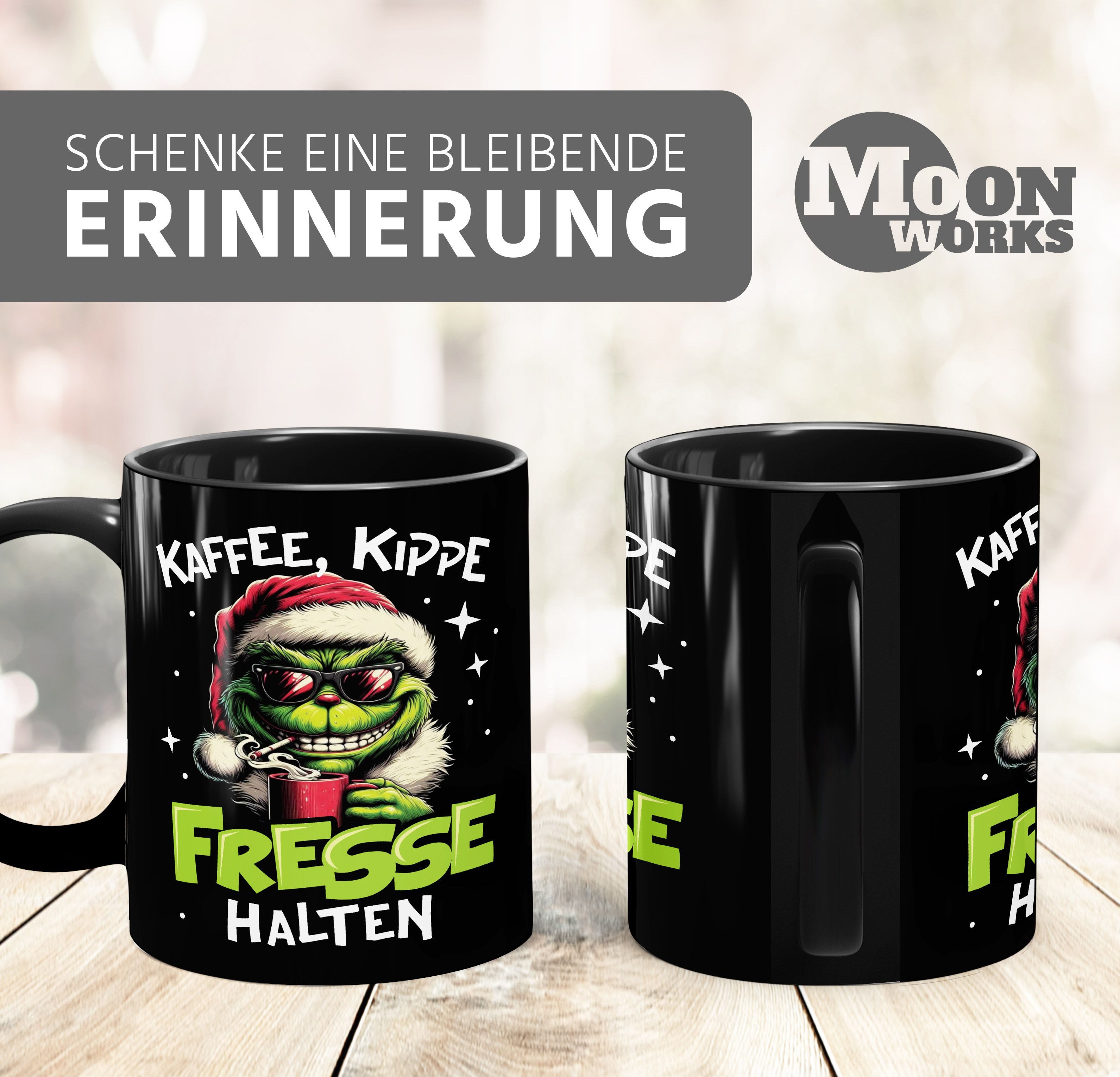MoonWorks Tasse Tasse Weihnachten fallt aus Grinch Geschenkidee Weihnachtsmuffel, Keramik
