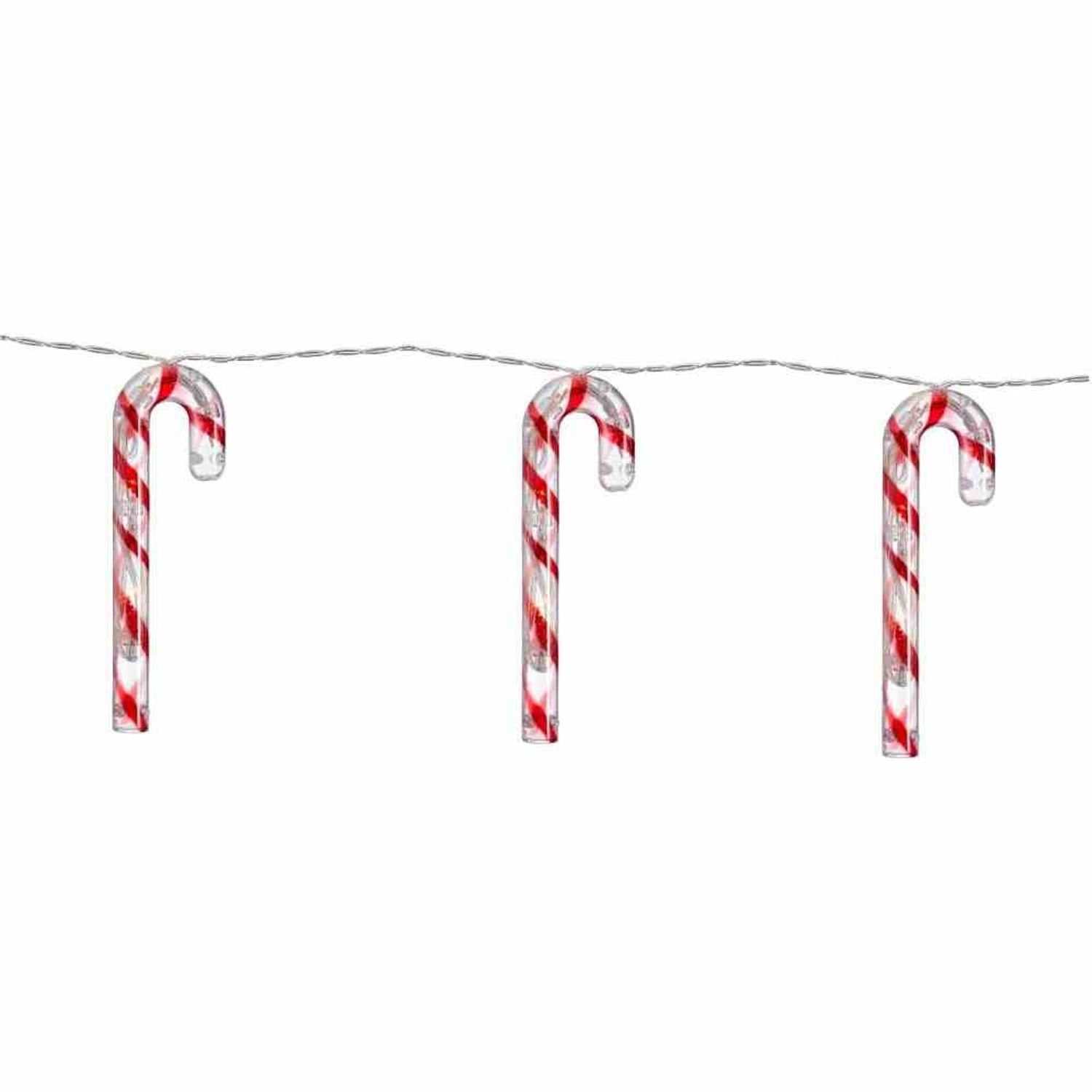 FHS Lichterkette LEDZuckerstangen 10er rot/weiß 15 cm, IP44